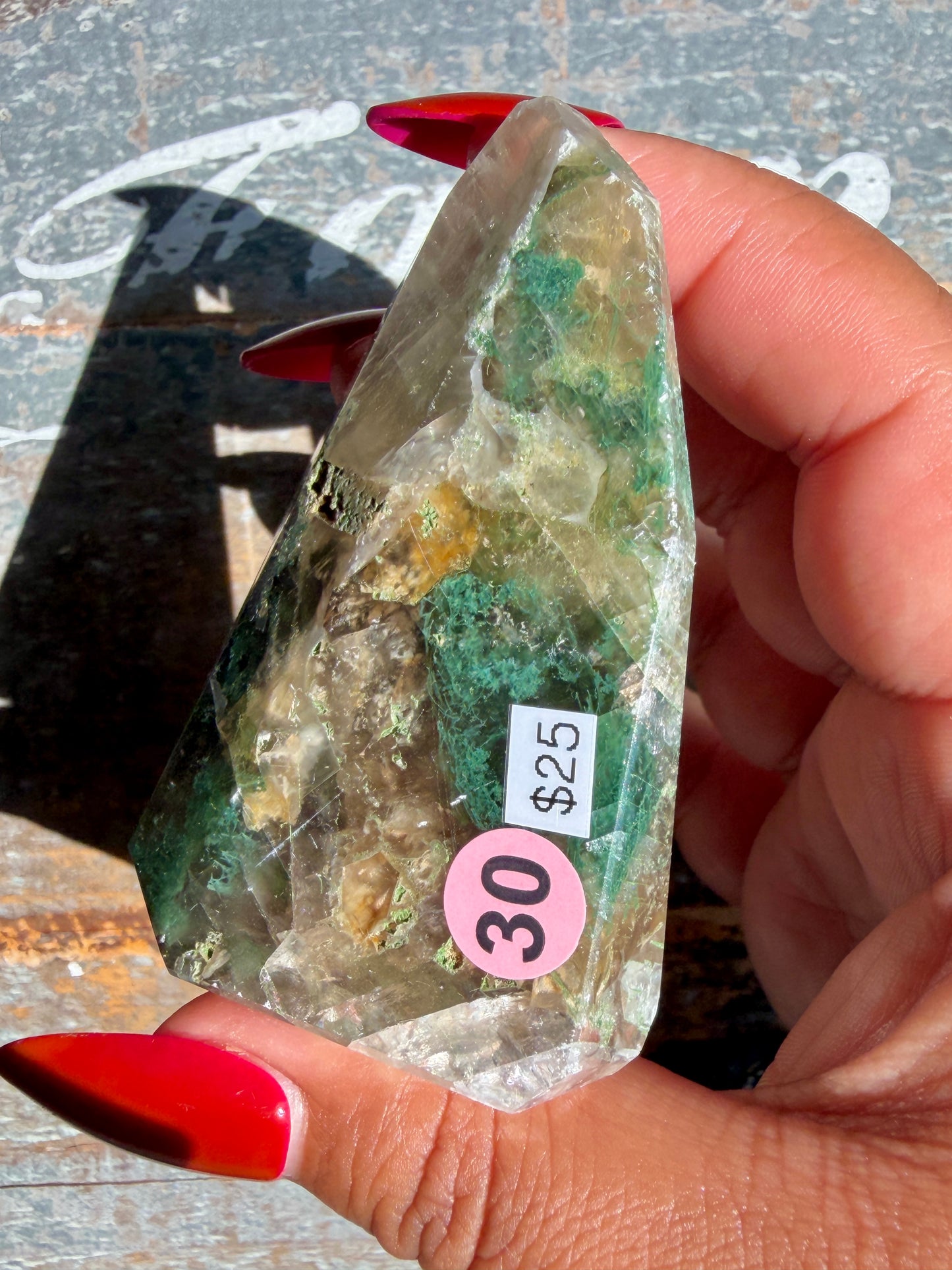 Gorgeous Optical Calcite + Moss Agate Combo Mineral Freeform From India | Opt 30