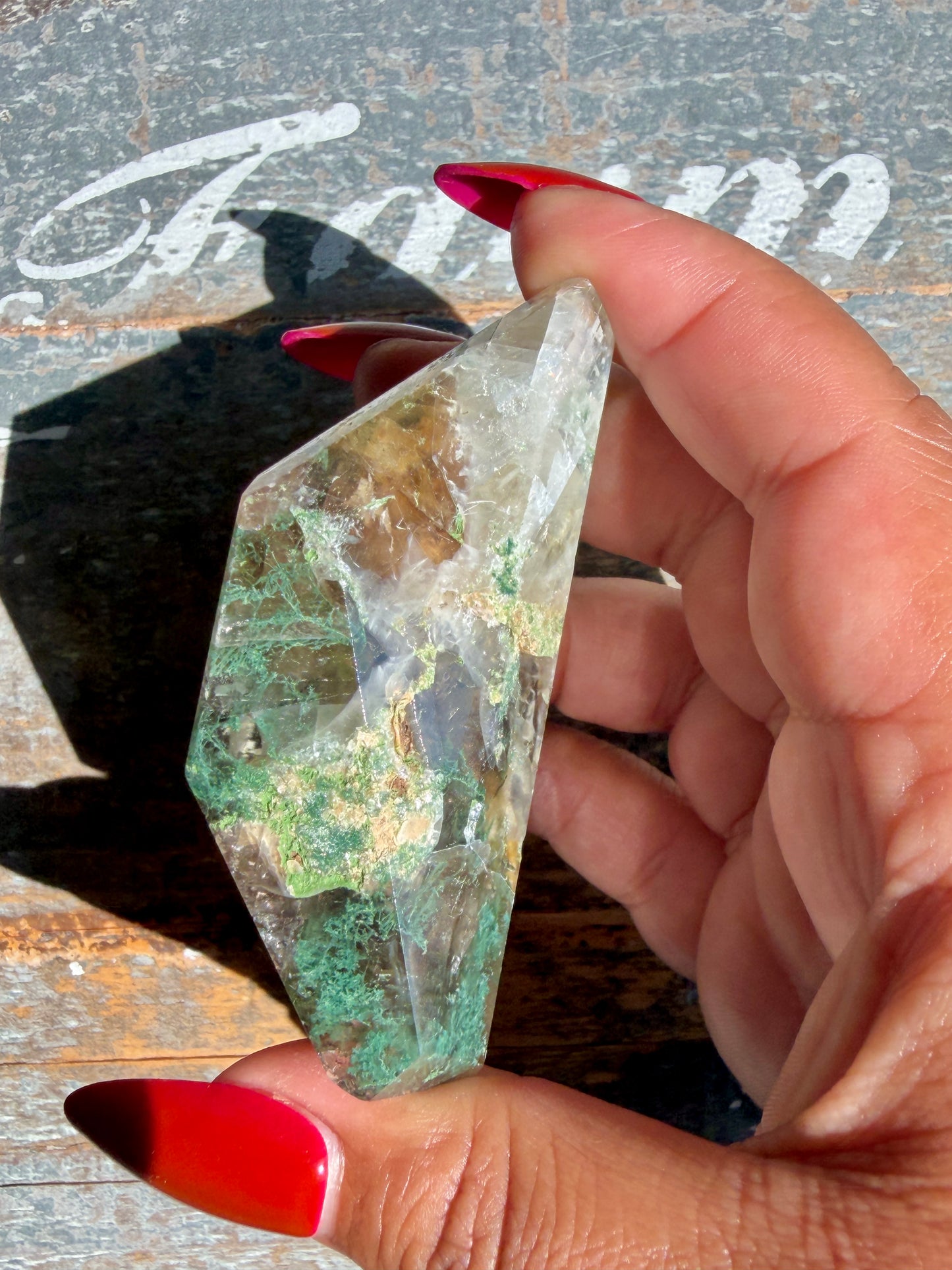Gorgeous Optical Calcite + Moss Agate Combo Mineral Freeform From India | Opt 30