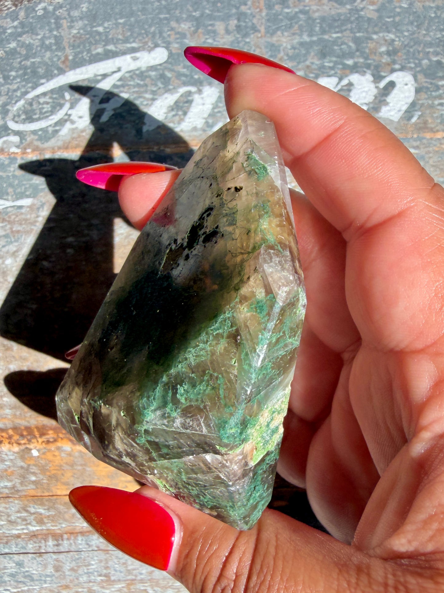 Gorgeous Optical Calcite + Moss Agate Combo Mineral Freeform From India | Opt 30