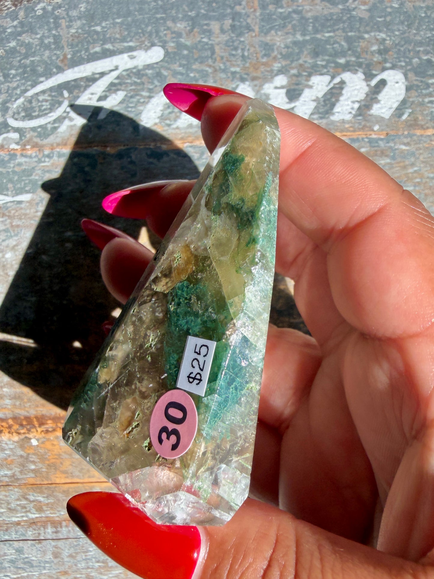 Gorgeous Optical Calcite + Moss Agate Combo Mineral Freeform From India | Opt 30