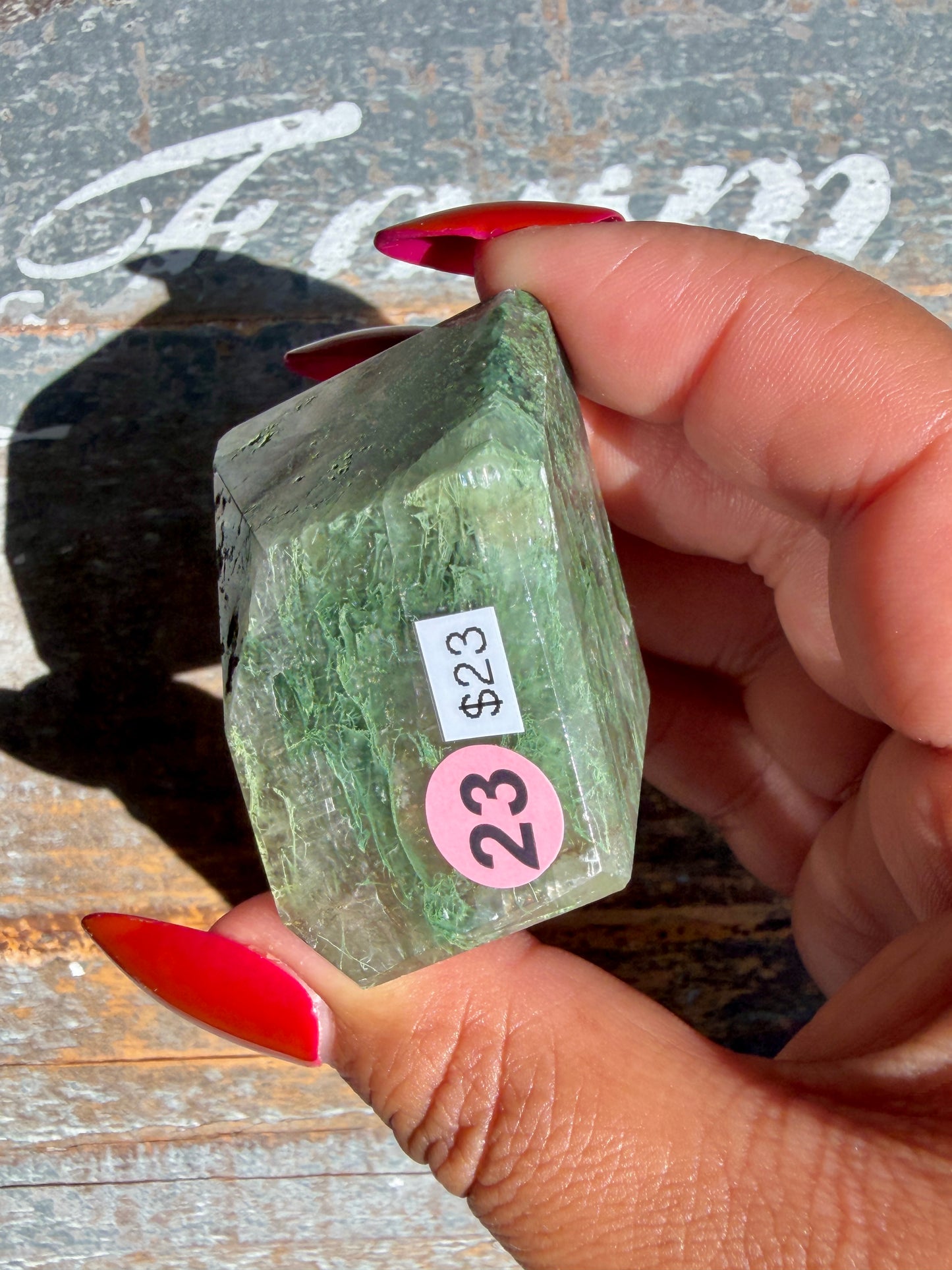 Gorgeous Optical Calcite + Moss Agate Combo Mineral Freeform From India | Opt 23