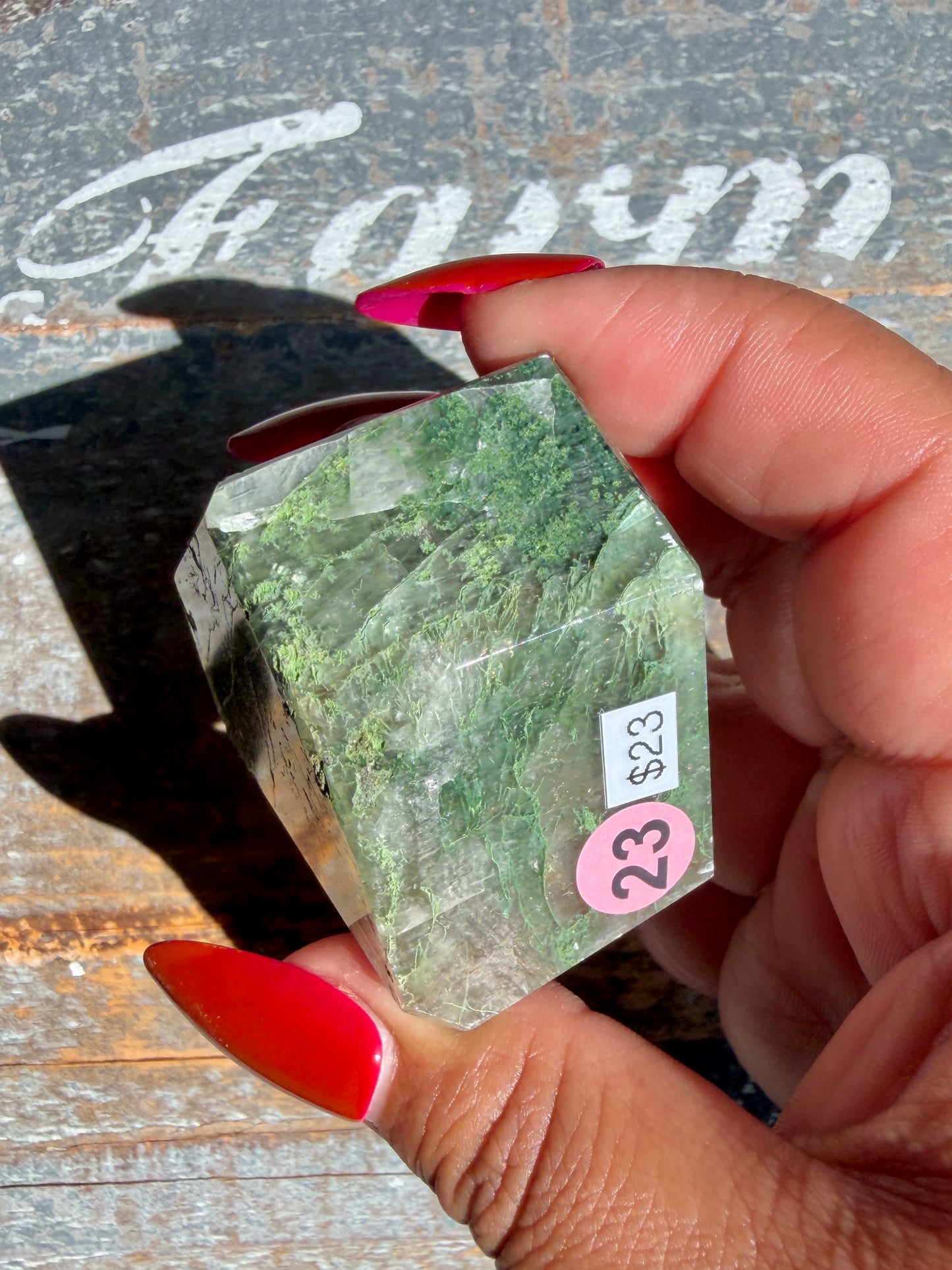 Gorgeous Optical Calcite + Moss Agate Combo Mineral Freeform From India | Opt 23