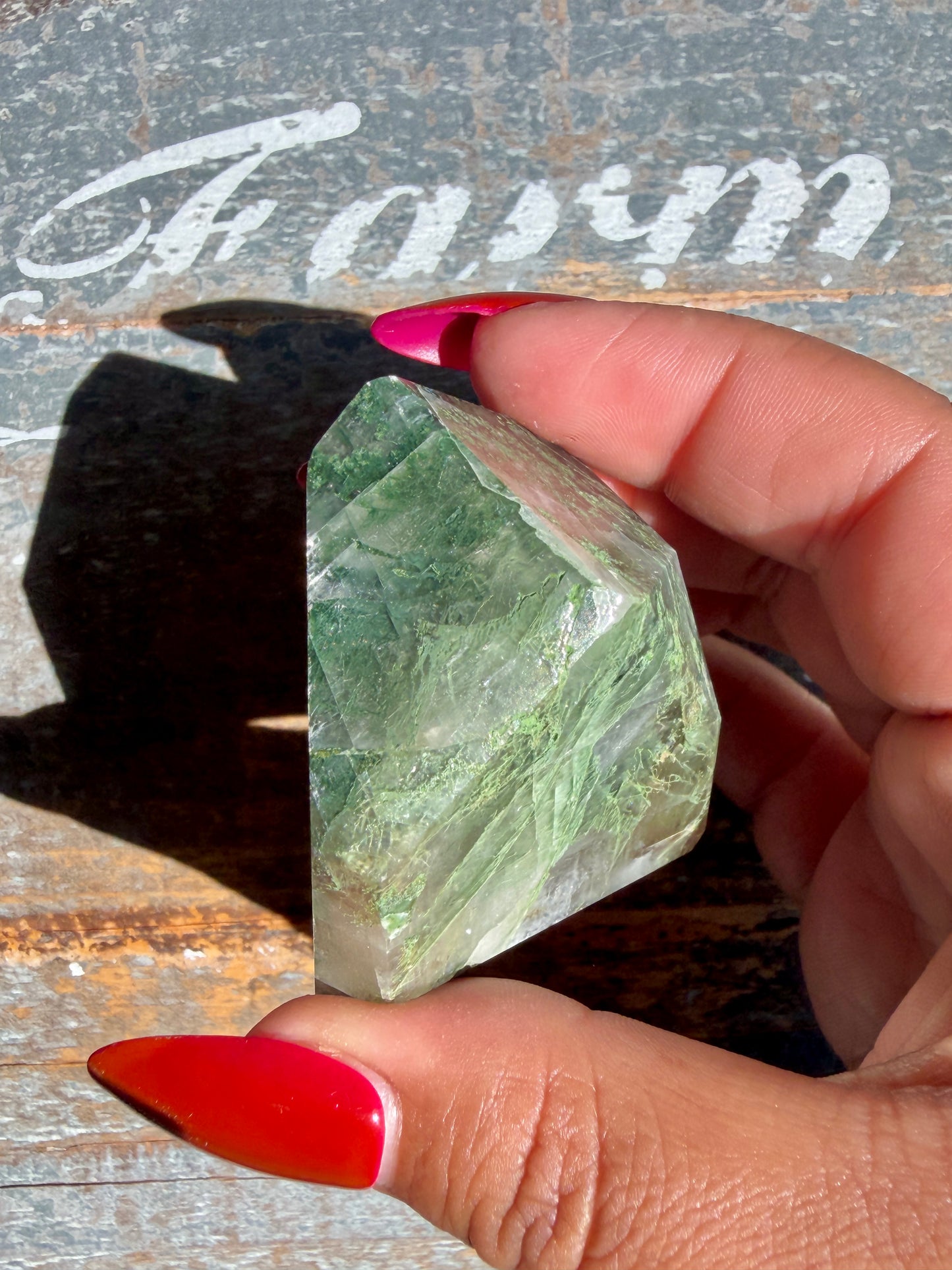 Gorgeous Optical Calcite + Moss Agate Combo Mineral Freeform From India | Opt 23
