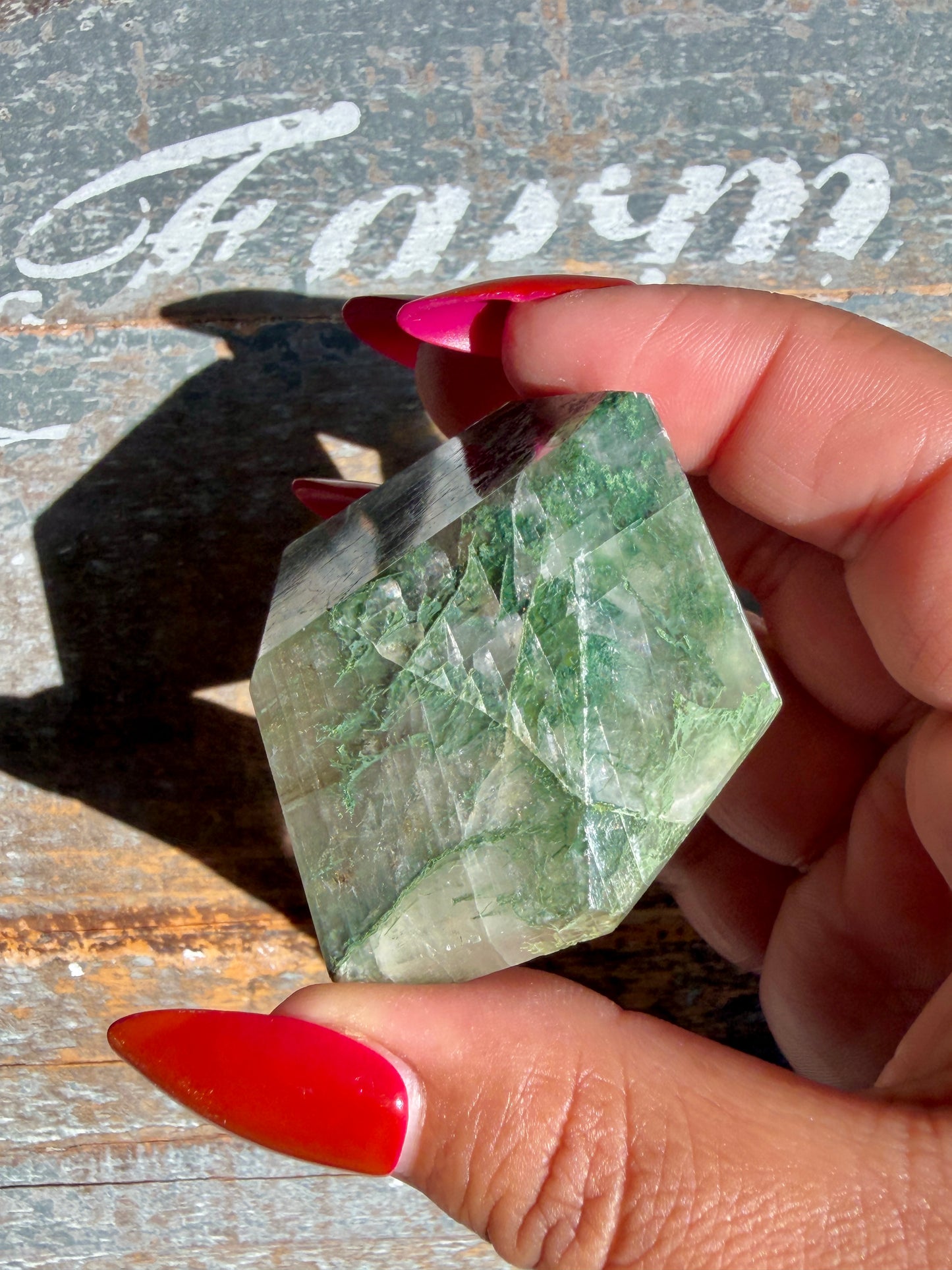 Gorgeous Optical Calcite + Moss Agate Combo Mineral Freeform From India | Opt 23