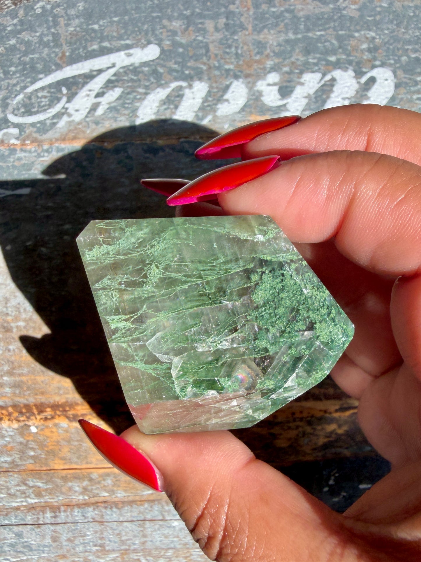 Gorgeous Optical Calcite + Moss Agate Combo Mineral Freeform From India | Opt 23