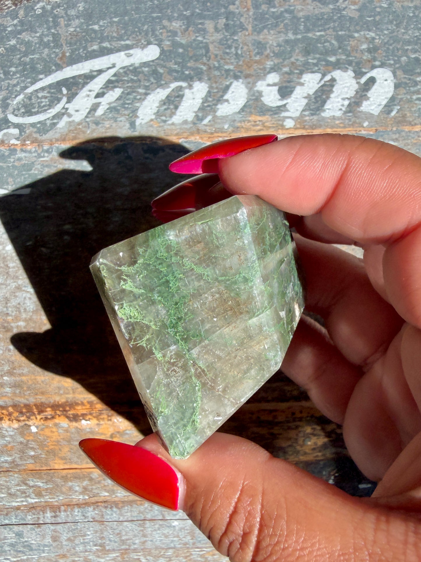 Gorgeous Optical Calcite + Moss Agate Combo Mineral Freeform From India | Opt 23