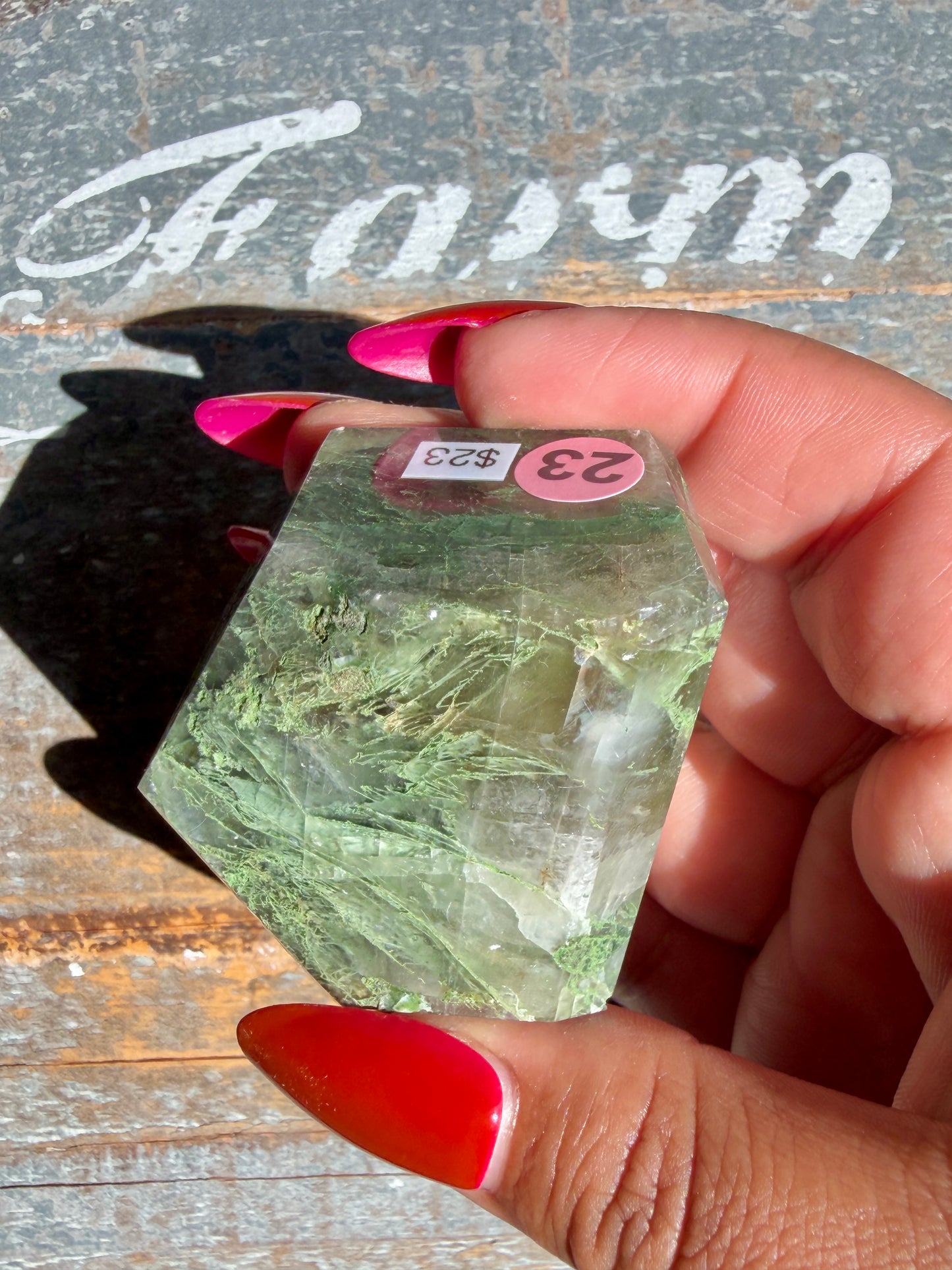 Gorgeous Optical Calcite + Moss Agate Combo Mineral Freeform From India | Opt 23