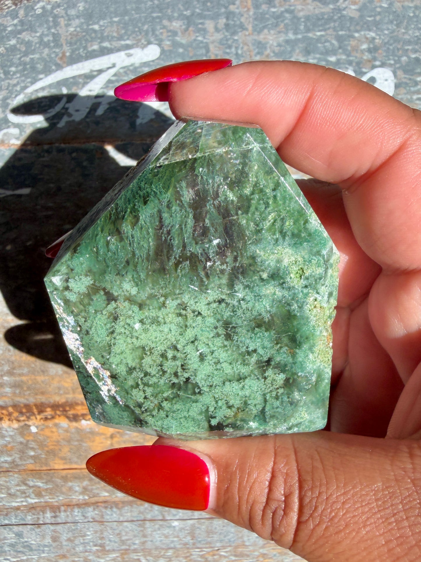 Gorgeous Optical Calcite + Moss Agate Combo Mineral Freeform From India | Opt 20