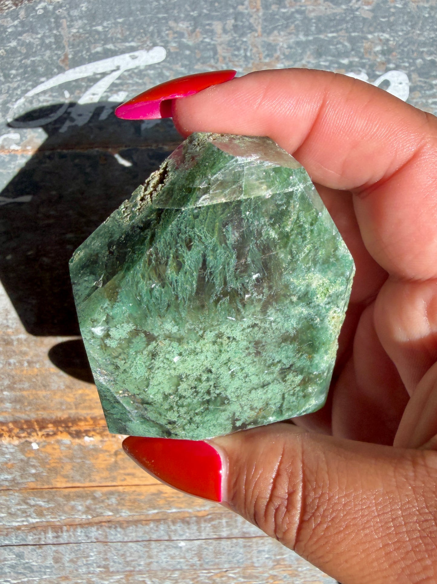 Gorgeous Optical Calcite + Moss Agate Combo Mineral Freeform From India | Opt 20