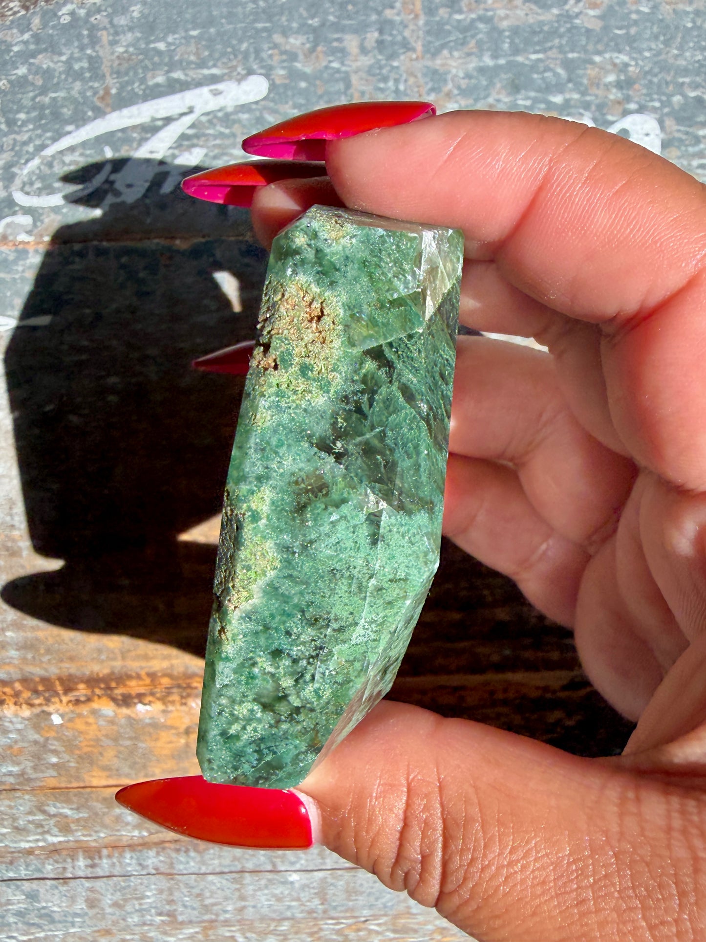 Gorgeous Optical Calcite + Moss Agate Combo Mineral Freeform From India | Opt 20