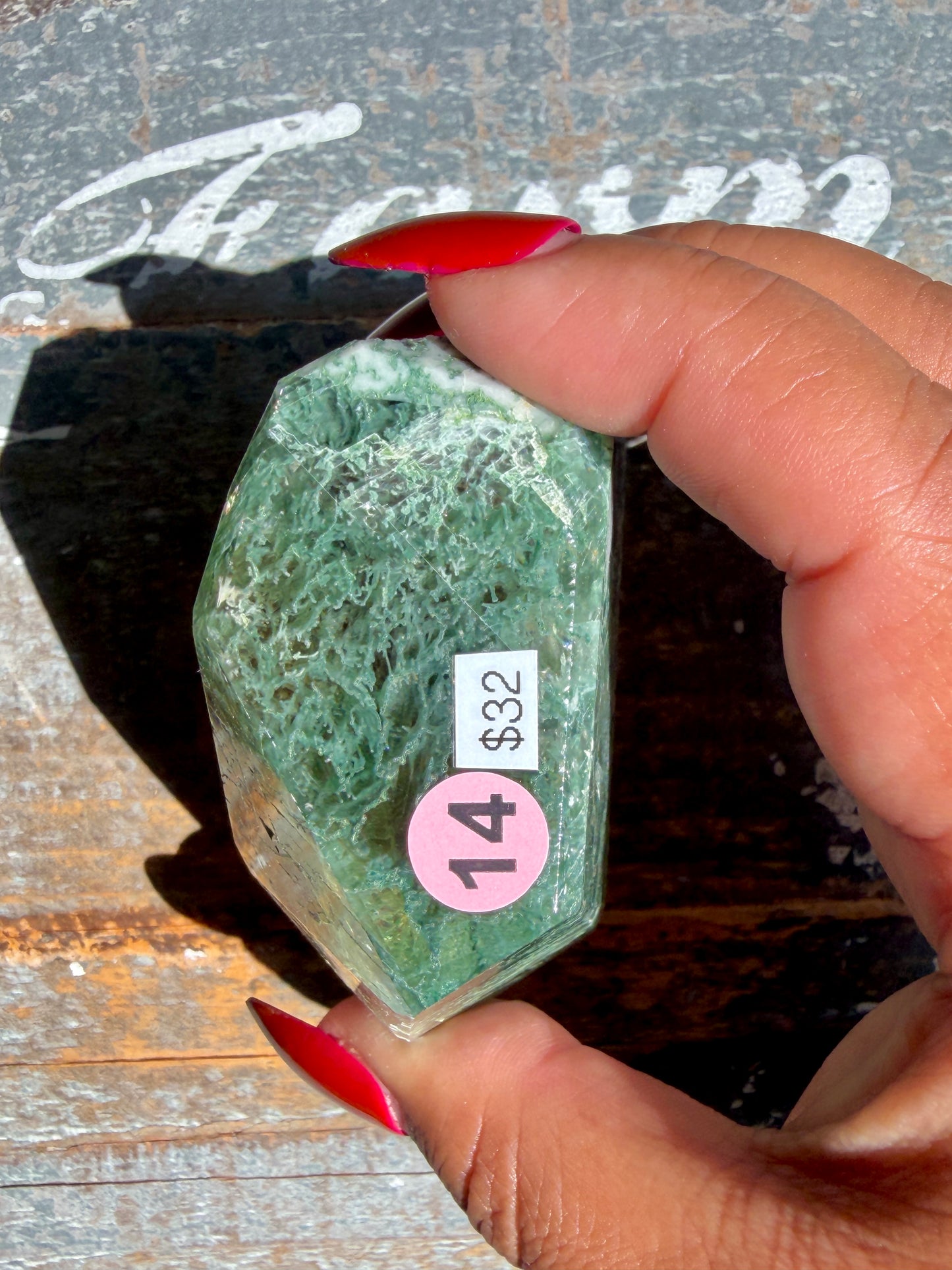 Gorgeous Optical Calcite + Moss Agate Combo Mineral Freeform From India | Opt 14