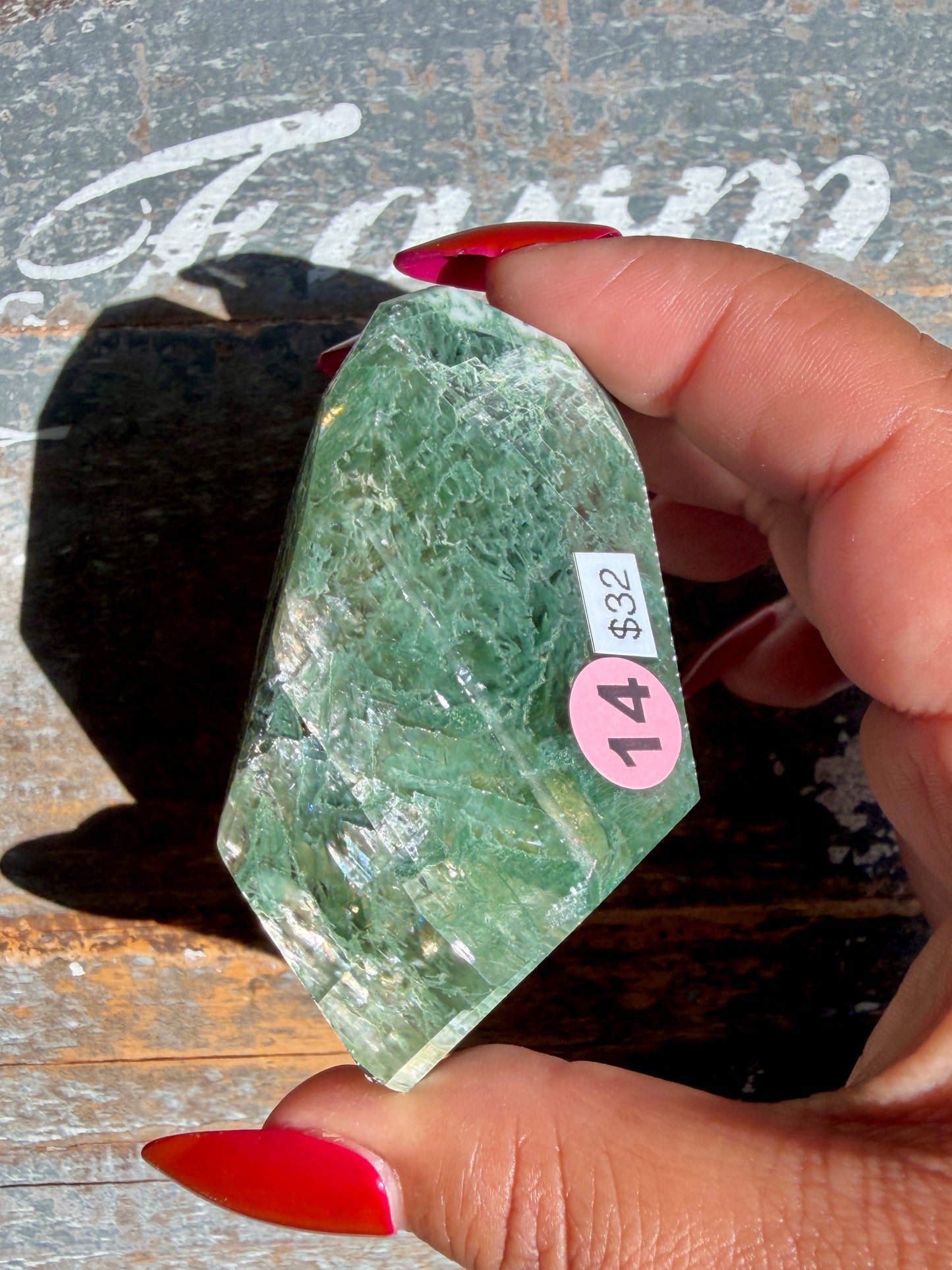 Gorgeous Optical Calcite + Moss Agate Combo Mineral Freeform From India | Opt 14