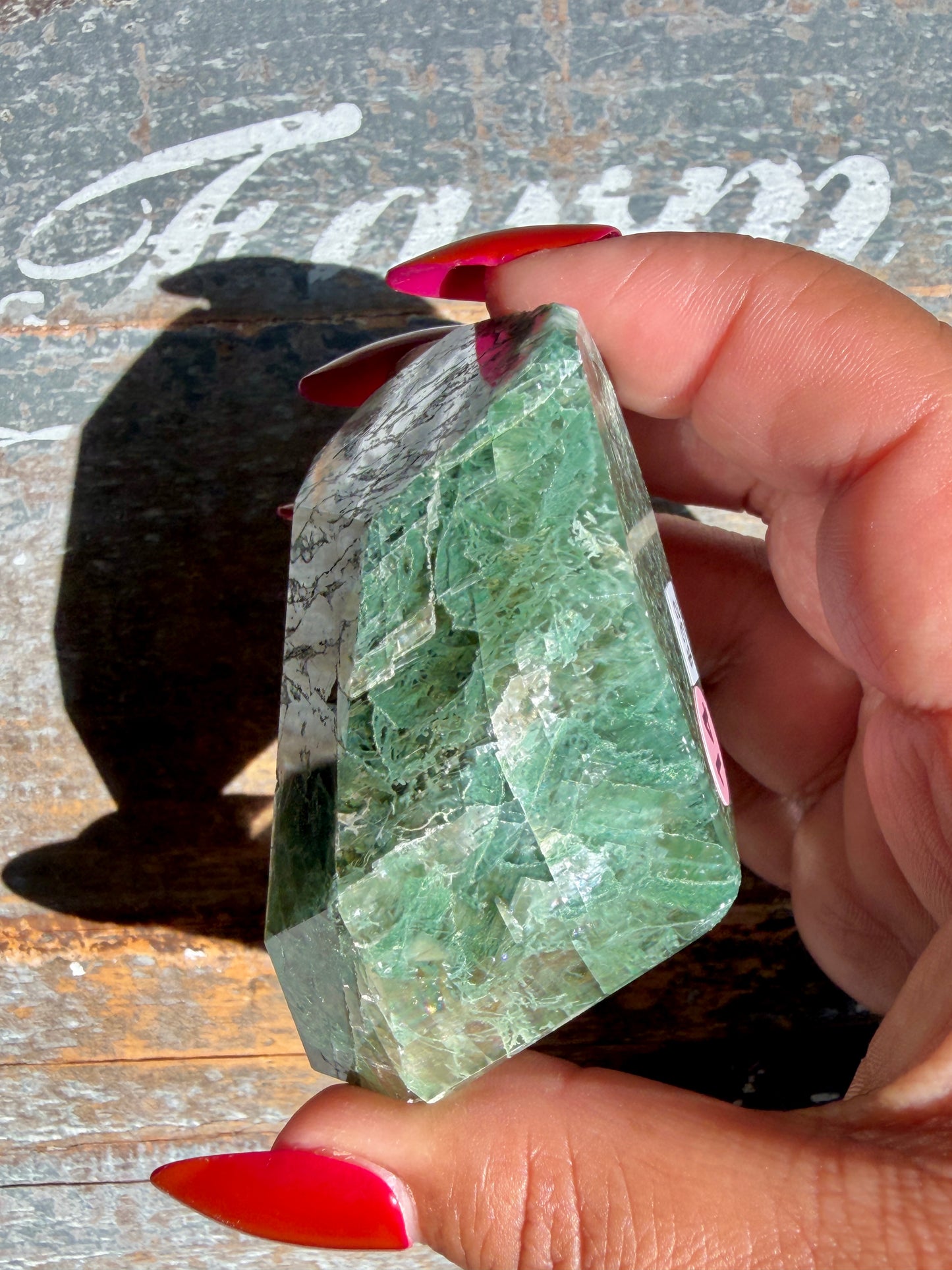 Gorgeous Optical Calcite + Moss Agate Combo Mineral Freeform From India | Opt 14