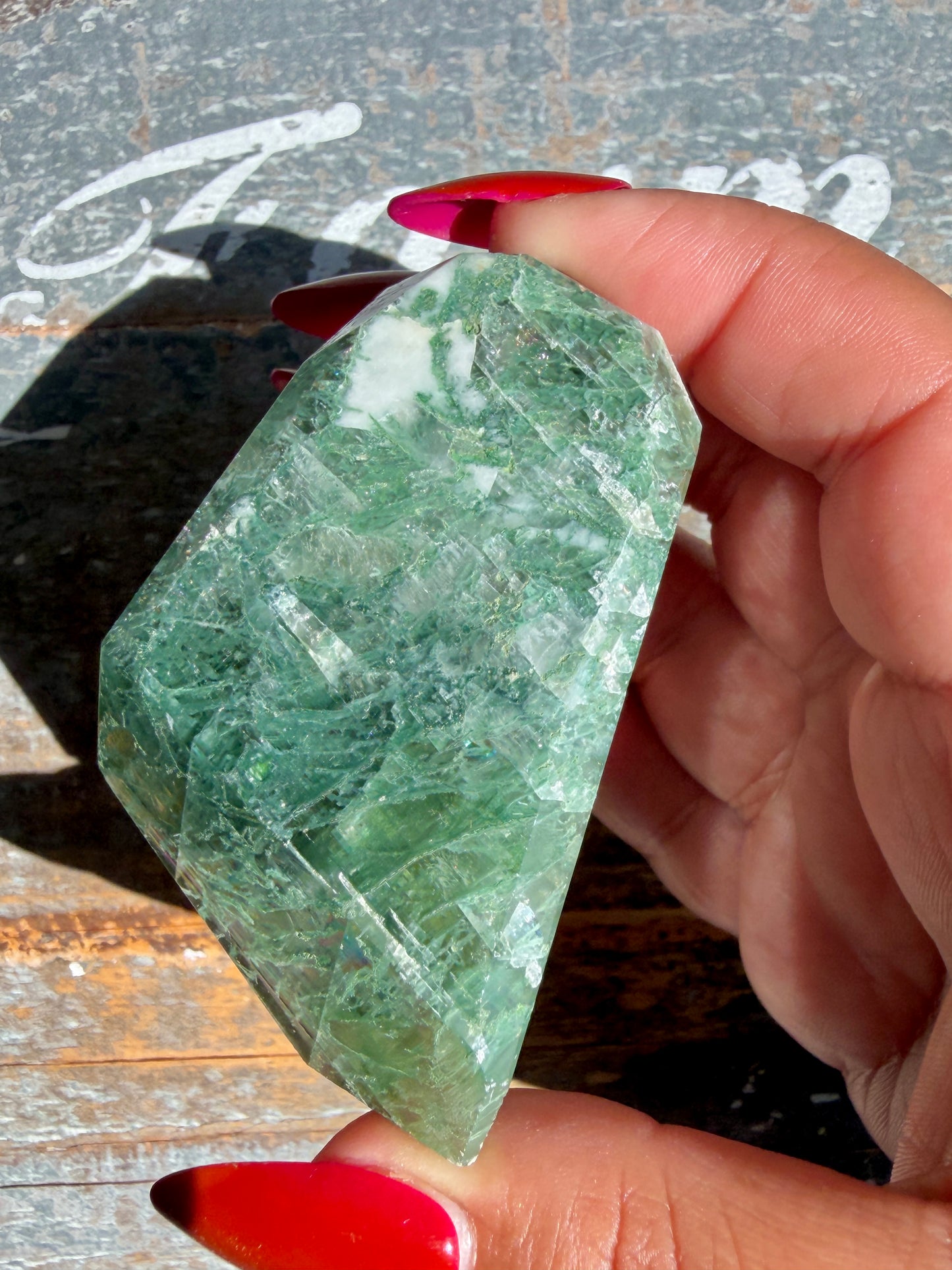 Gorgeous Optical Calcite + Moss Agate Combo Mineral Freeform From India | Opt 14