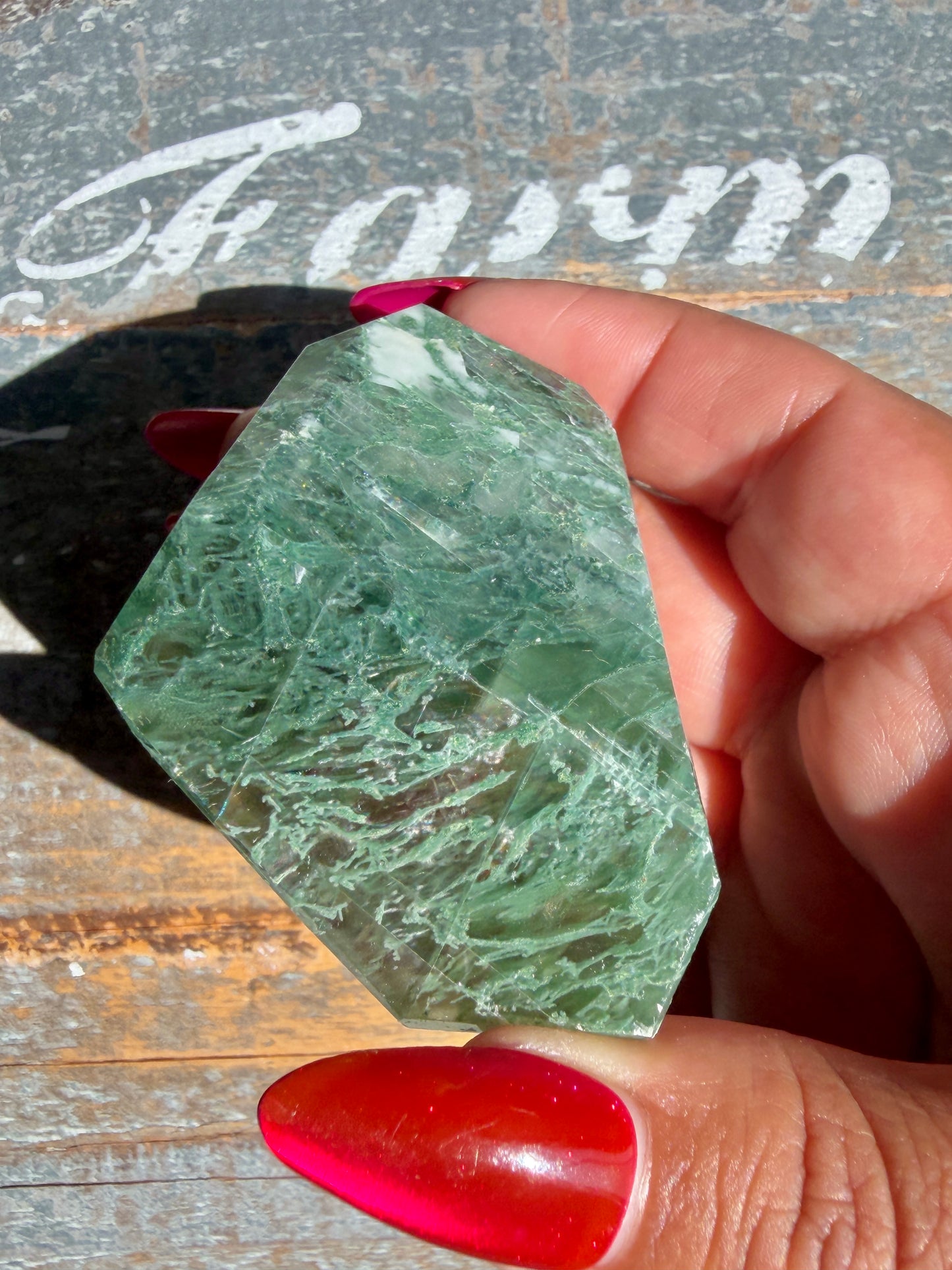 Gorgeous Optical Calcite + Moss Agate Combo Mineral Freeform From India | Opt 14