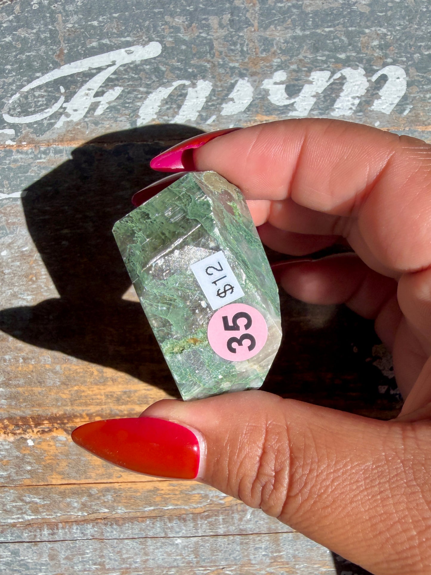 Gorgeous Optical Calcite + Moss Agate Combo Mineral Freeform From India | Opt 35