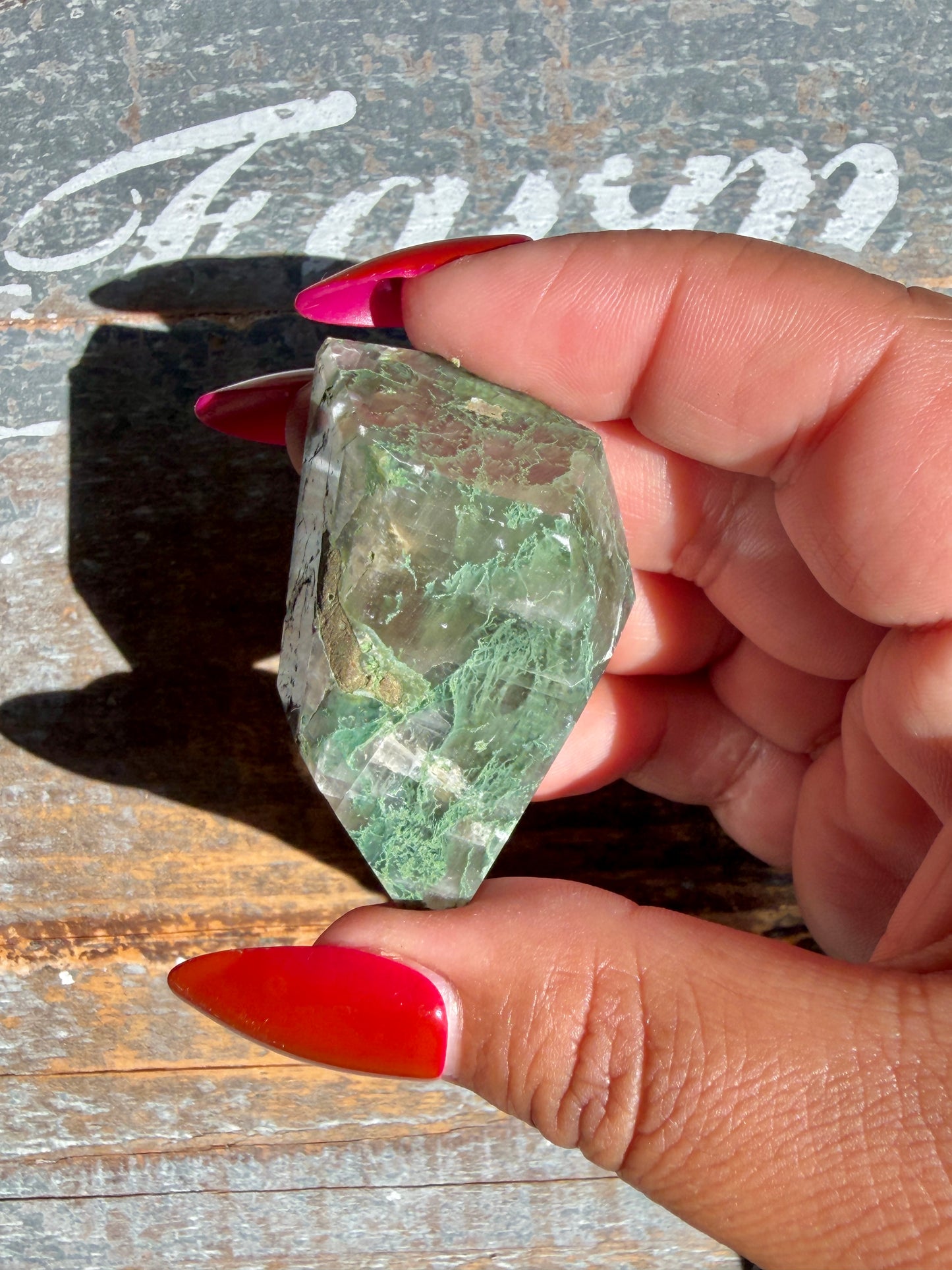 Gorgeous Optical Calcite + Moss Agate Combo Mineral Freeform From India | Opt 35