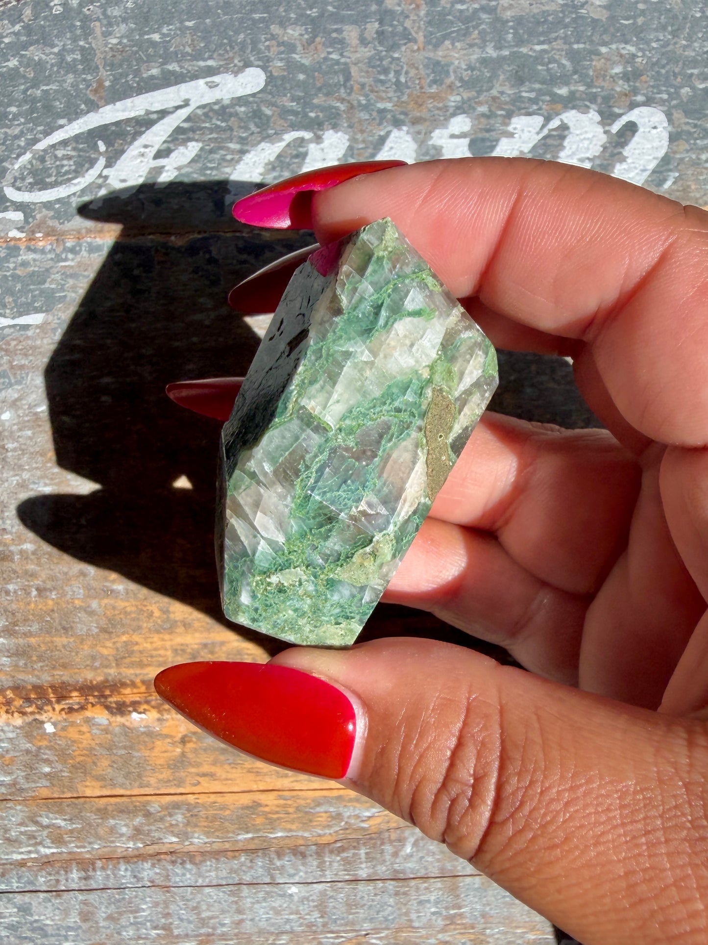Gorgeous Optical Calcite + Moss Agate Combo Mineral Freeform From India | Opt 35