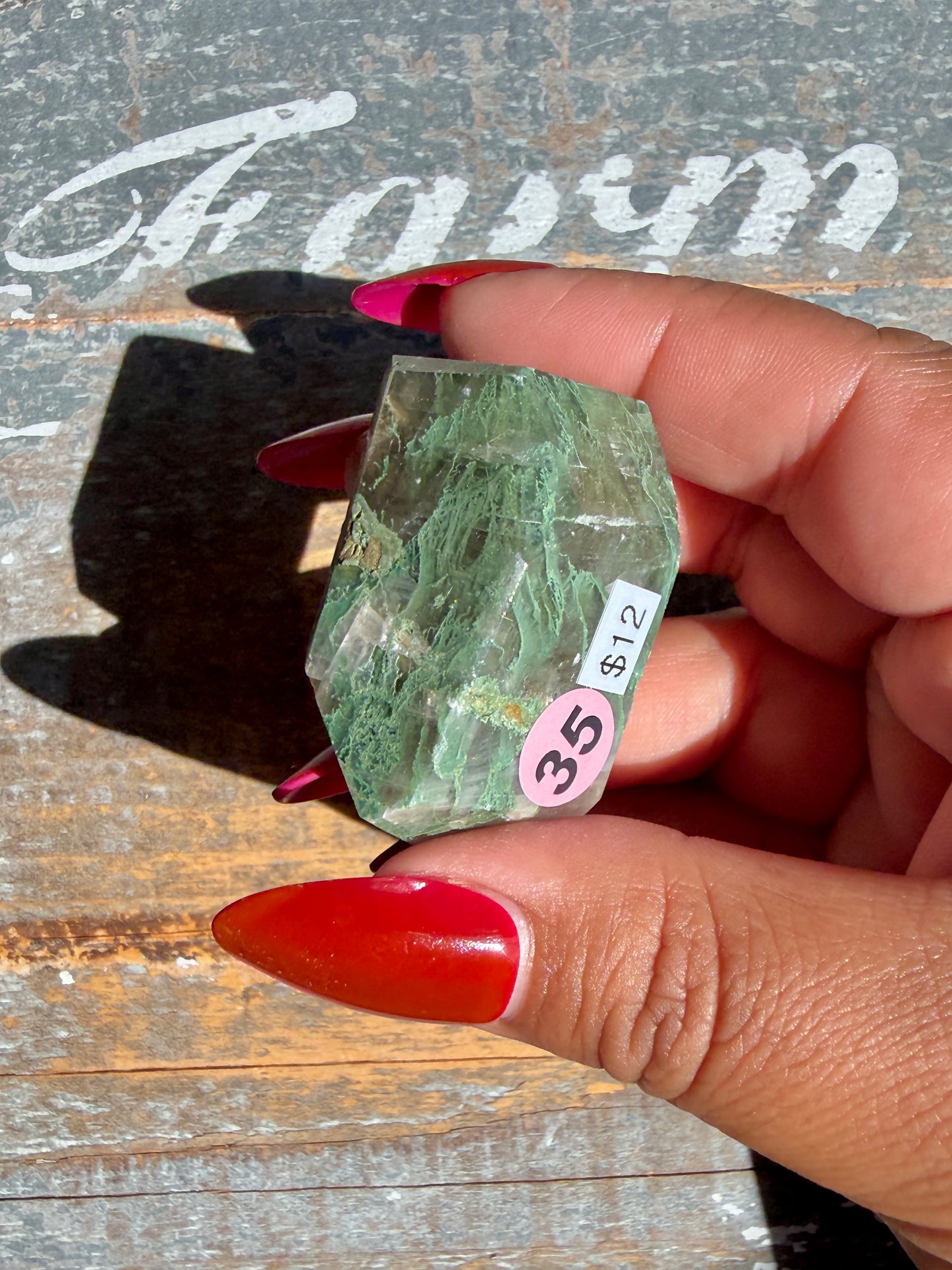 Gorgeous Optical Calcite + Moss Agate Combo Mineral Freeform From India | Opt 35