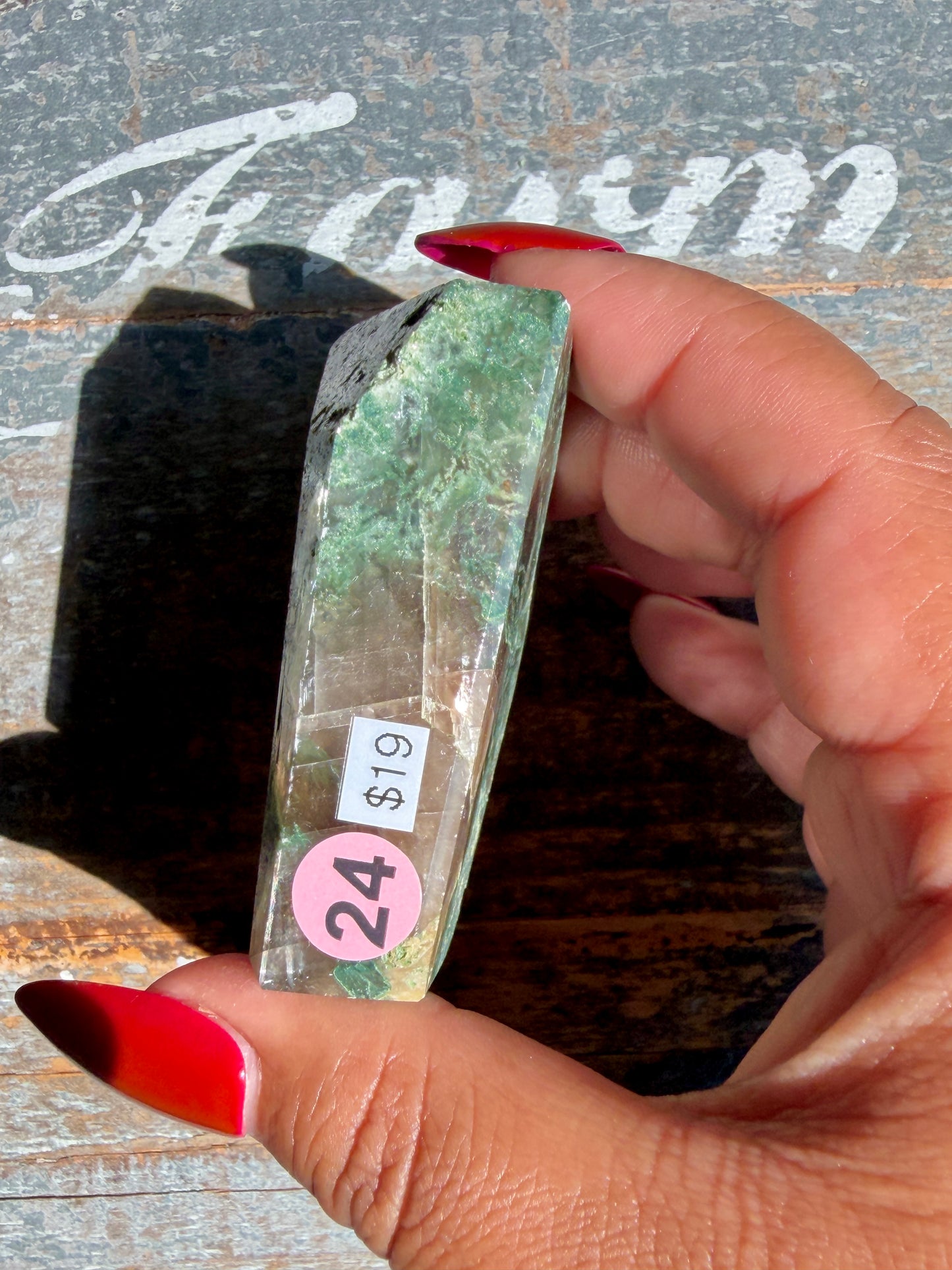 Gorgeous Optical Calcite + Moss Agate Combo Mineral Freeform From India | Opt 24