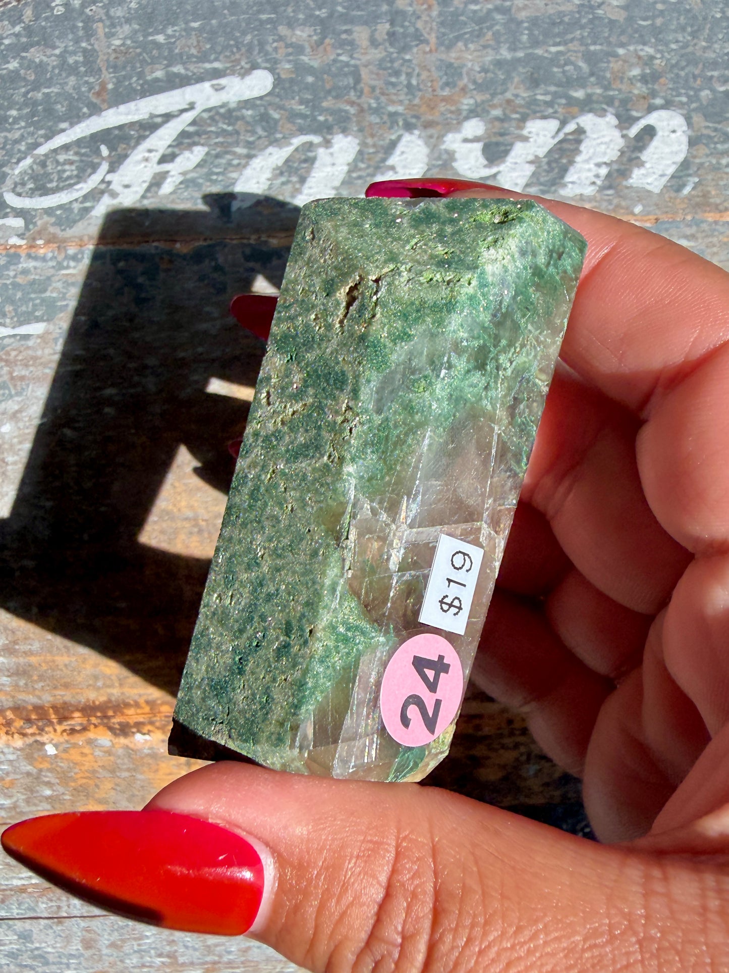 Gorgeous Optical Calcite + Moss Agate Combo Mineral Freeform From India | Opt 24