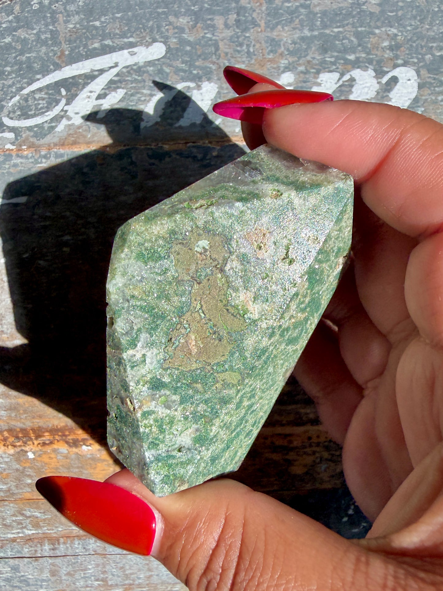Gorgeous Optical Calcite + Moss Agate Combo Mineral Freeform From India | Opt 24