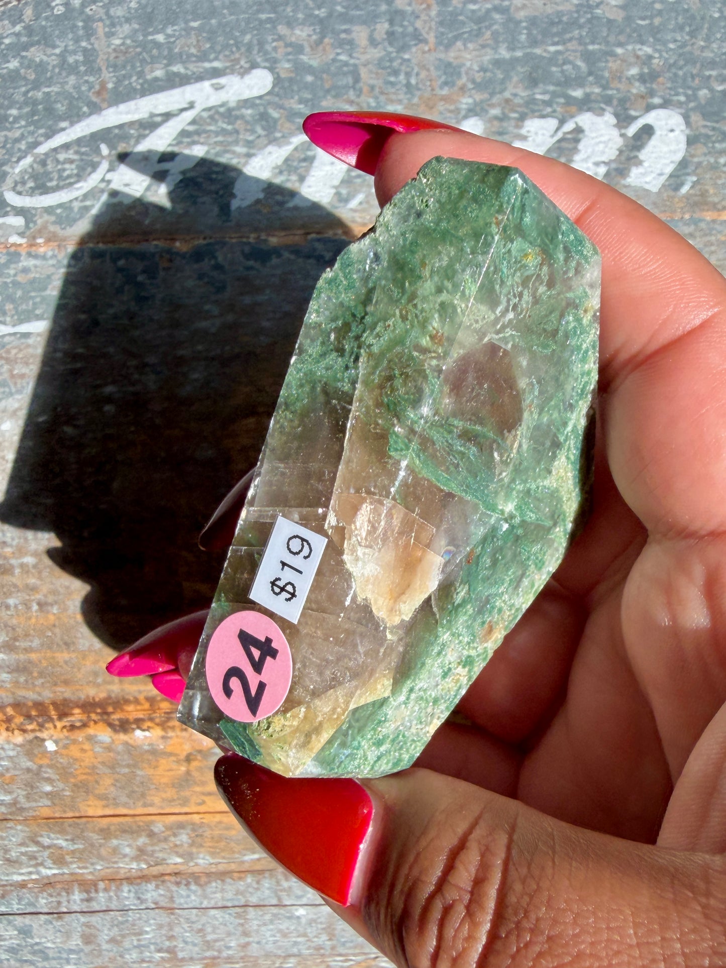 Gorgeous Optical Calcite + Moss Agate Combo Mineral Freeform From India | Opt 24