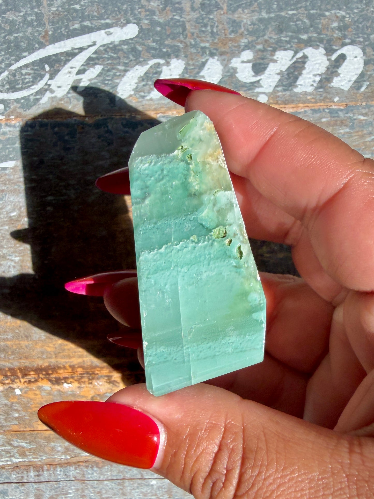 Gorgeous Optical Calcite + Moss Agate Combo Mineral Freeform From India | Opt 33
