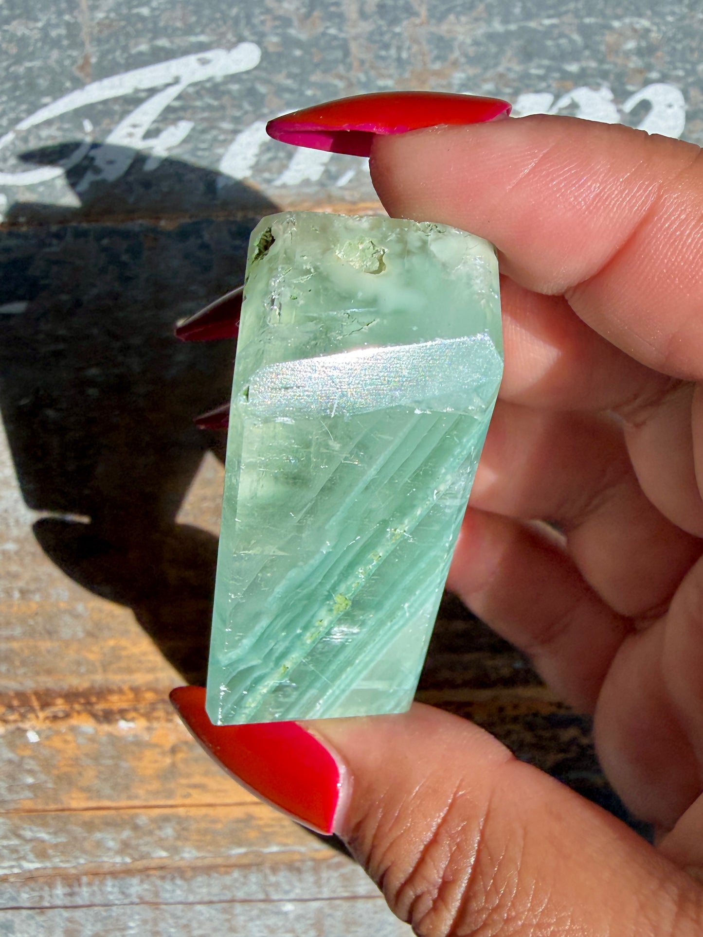Gorgeous Optical Calcite + Moss Agate Combo Mineral Freeform From India | Opt 33