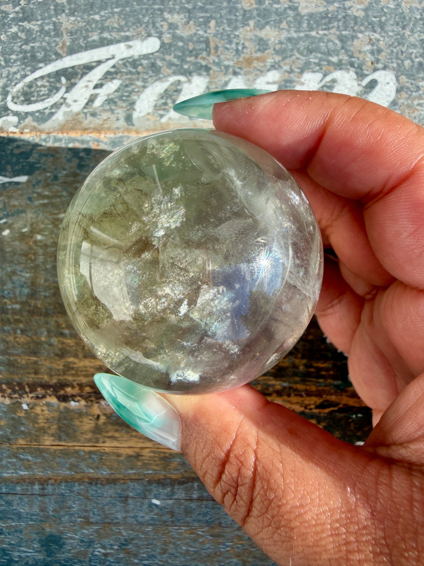 Gorgeous Stormy Water Fluorite Sphere | Opt 1
