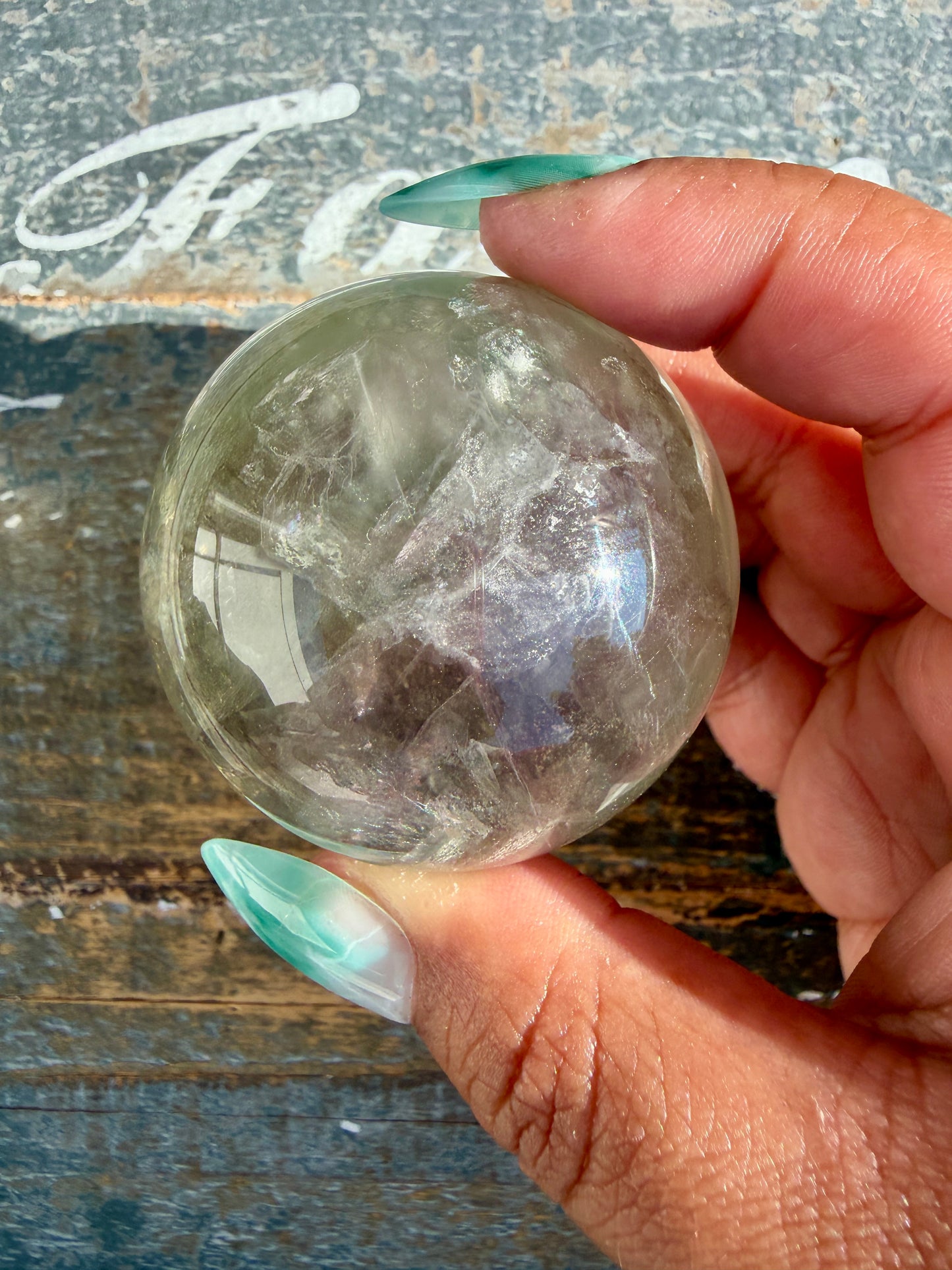 Gorgeous Stormy Water Fluorite Sphere | Opt 1
