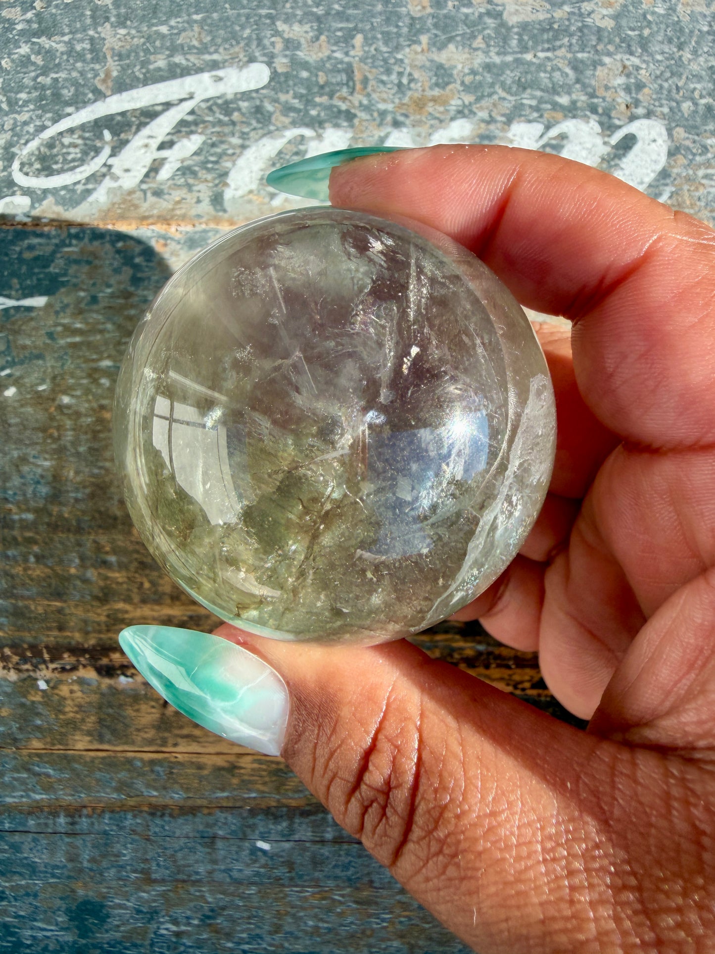 Gorgeous Stormy Water Fluorite Sphere | Opt 1