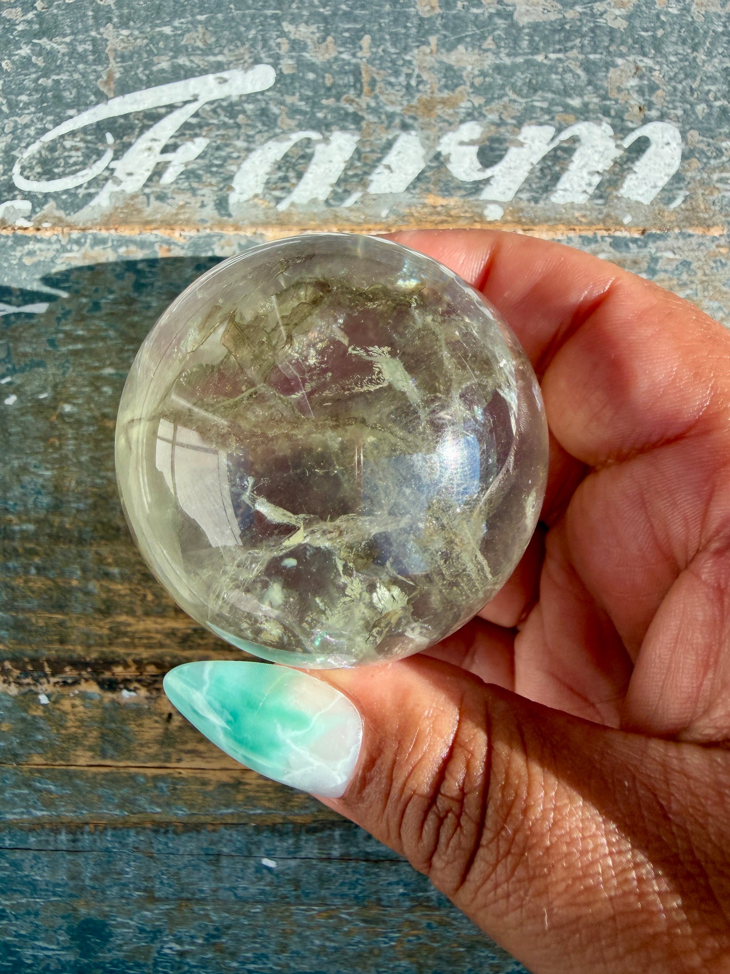 Gorgeous Stormy Water Fluorite Sphere | Opt 1
