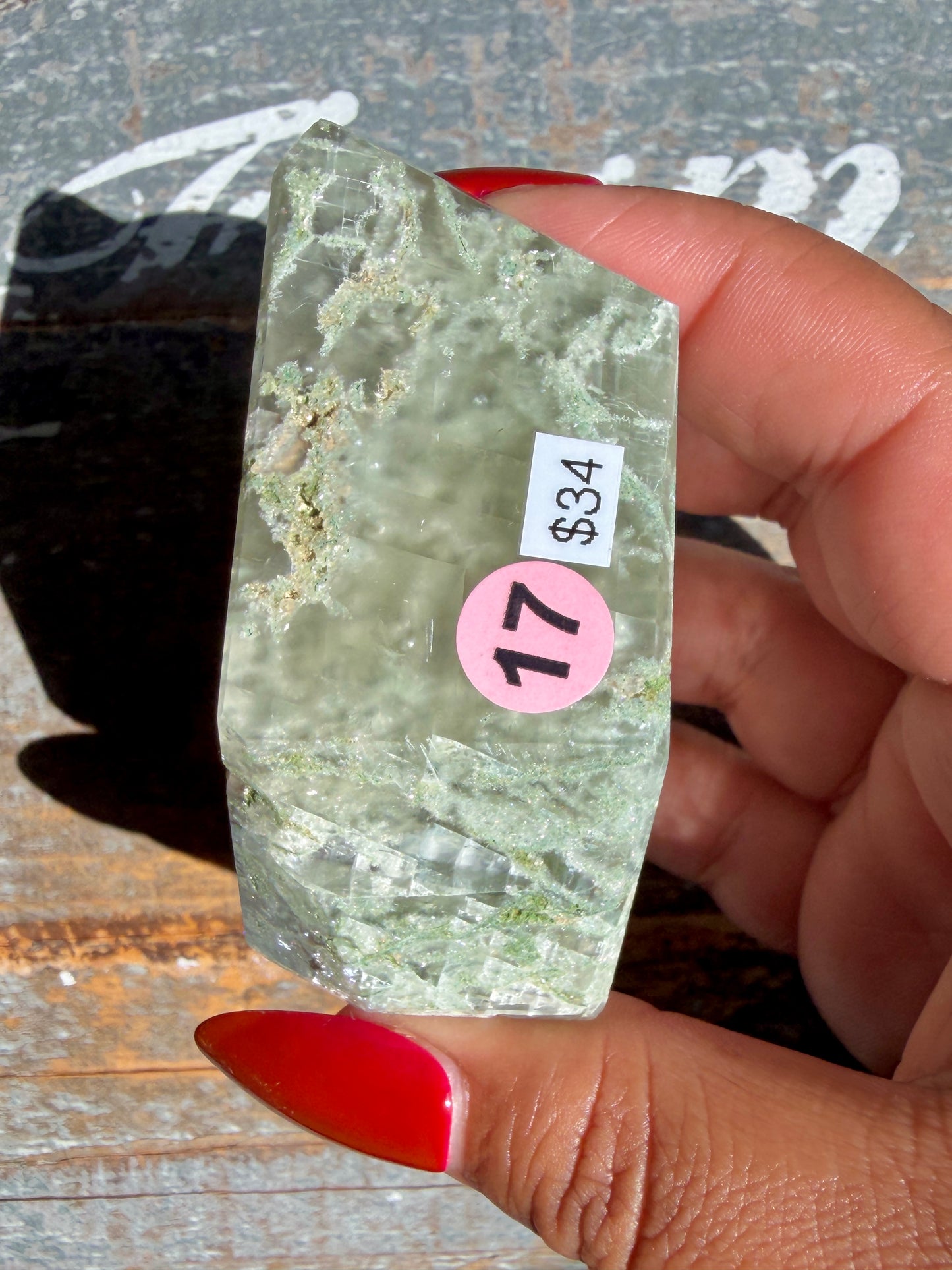 Gorgeous Optical Calcite + Moss Agate Combo Mineral Freeform From India | Opt 17