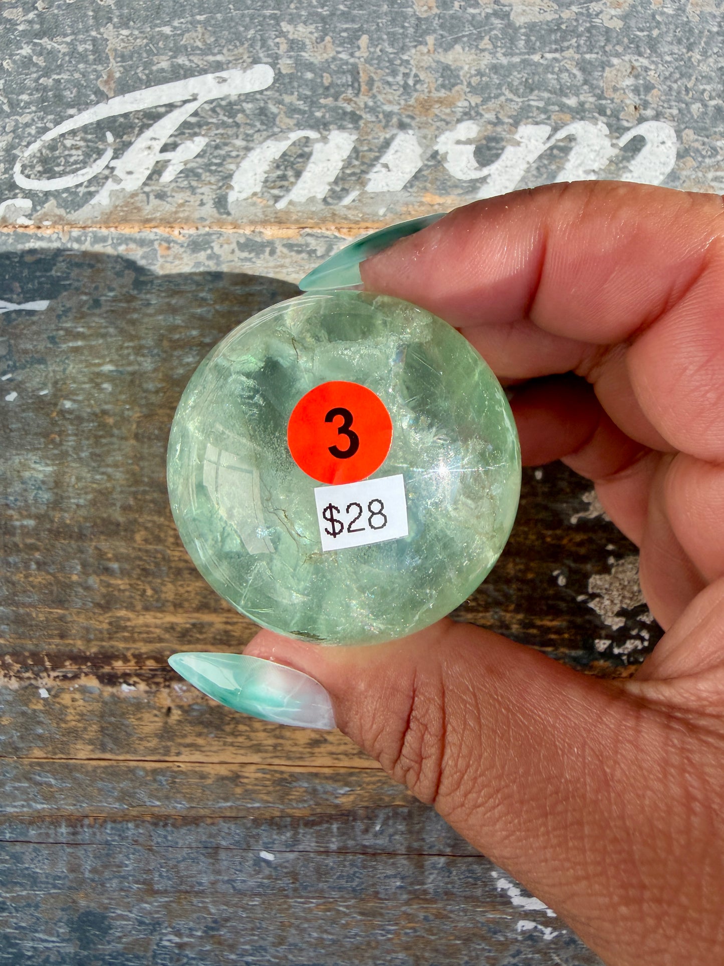 Gorgeous Stormy Water Fluorite Sphere | Opt 3
