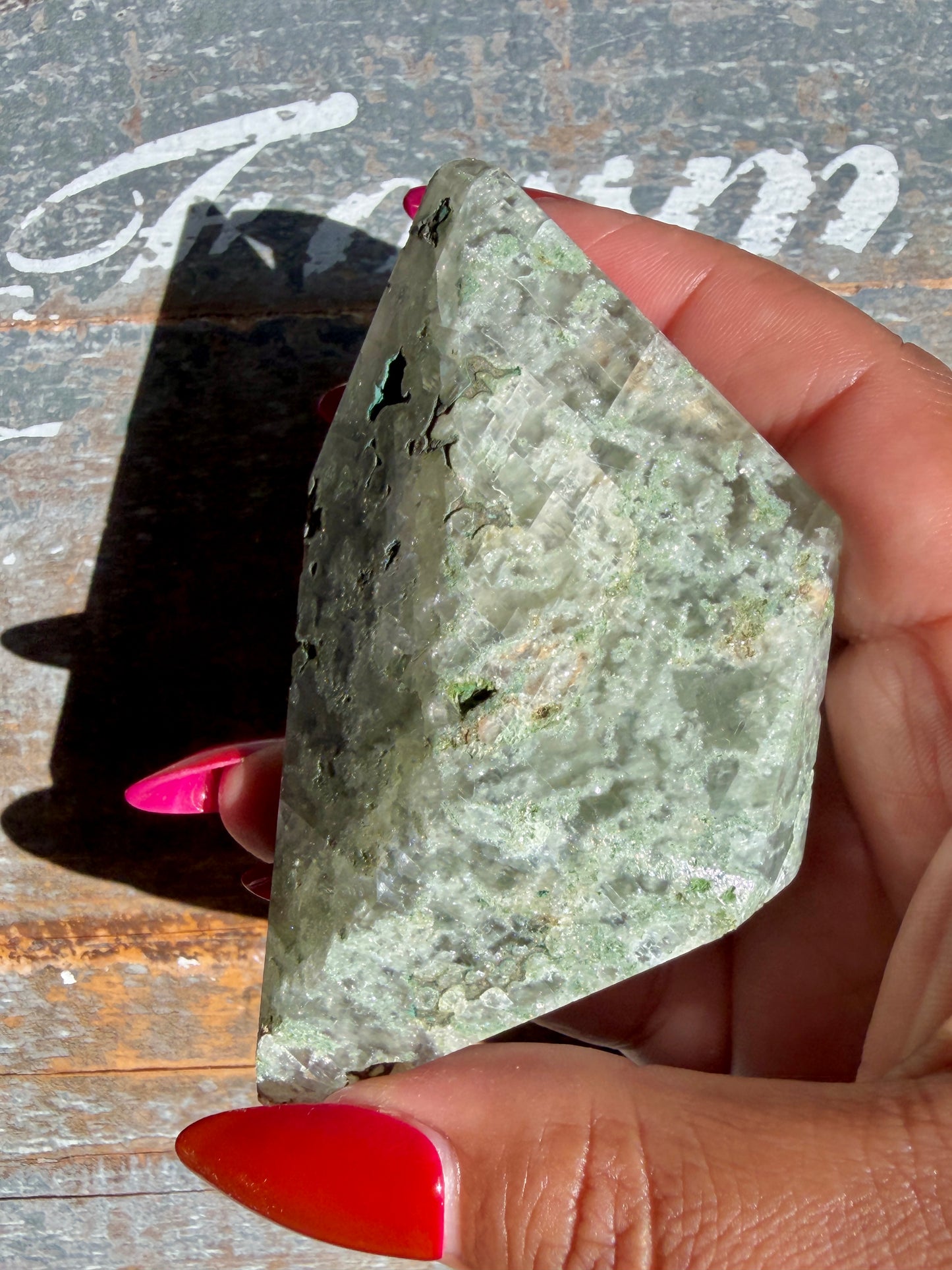 Gorgeous Optical Calcite + Moss Agate Combo Mineral Freeform From India | Opt 17