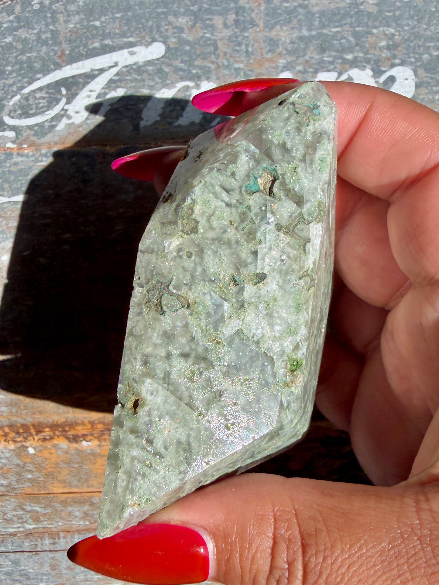 Gorgeous Optical Calcite + Moss Agate Combo Mineral Freeform From India | Opt 17