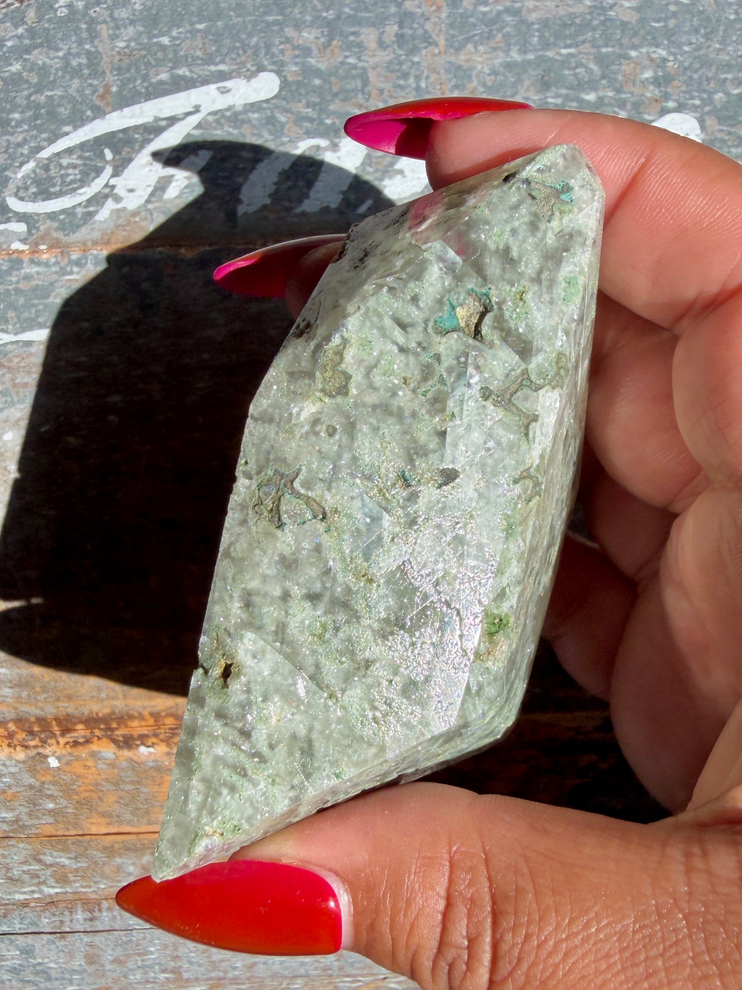 Gorgeous Optical Calcite + Moss Agate Combo Mineral Freeform From India | Opt 17