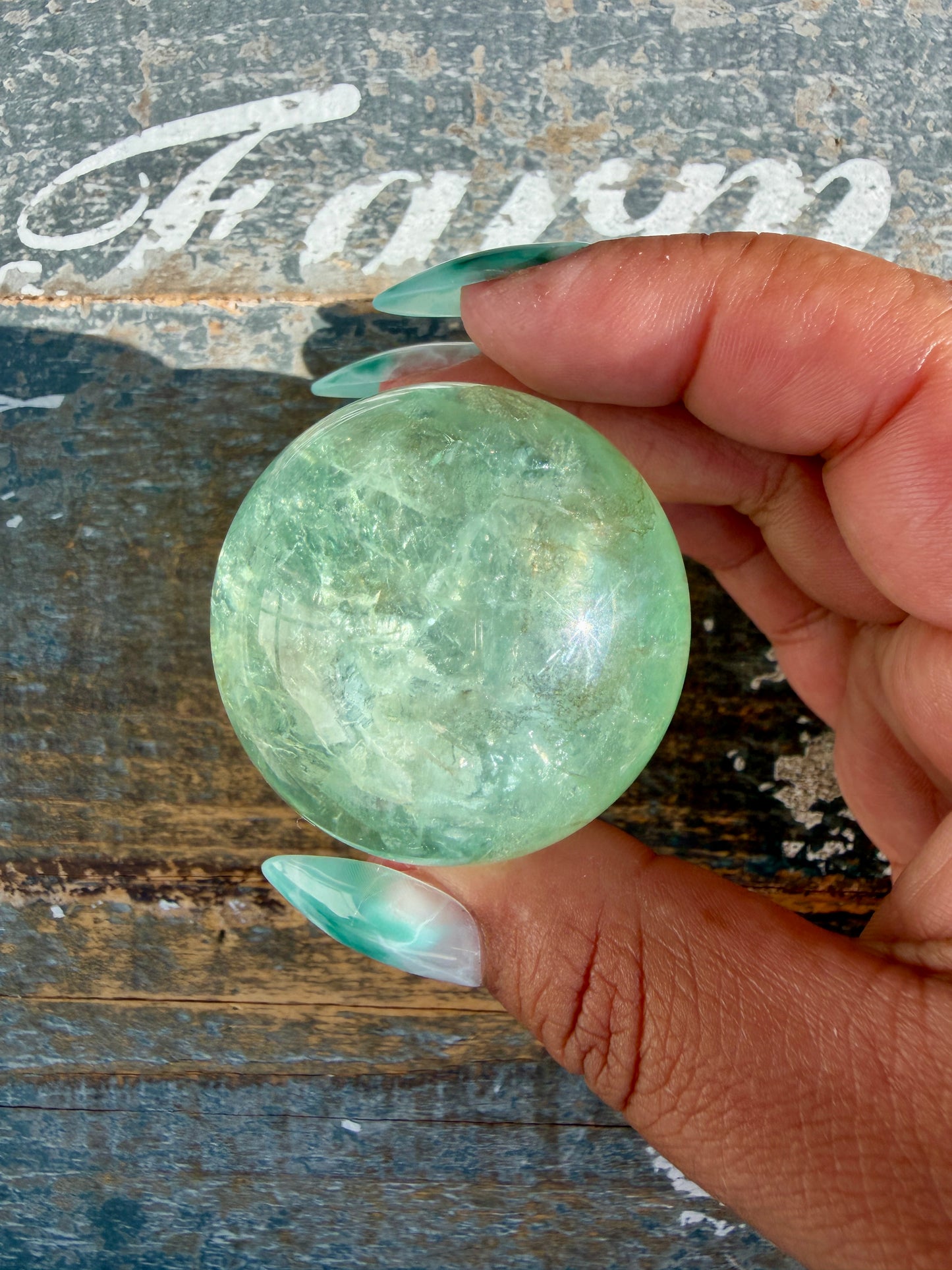 Gorgeous Stormy Water Fluorite Sphere | Opt 3