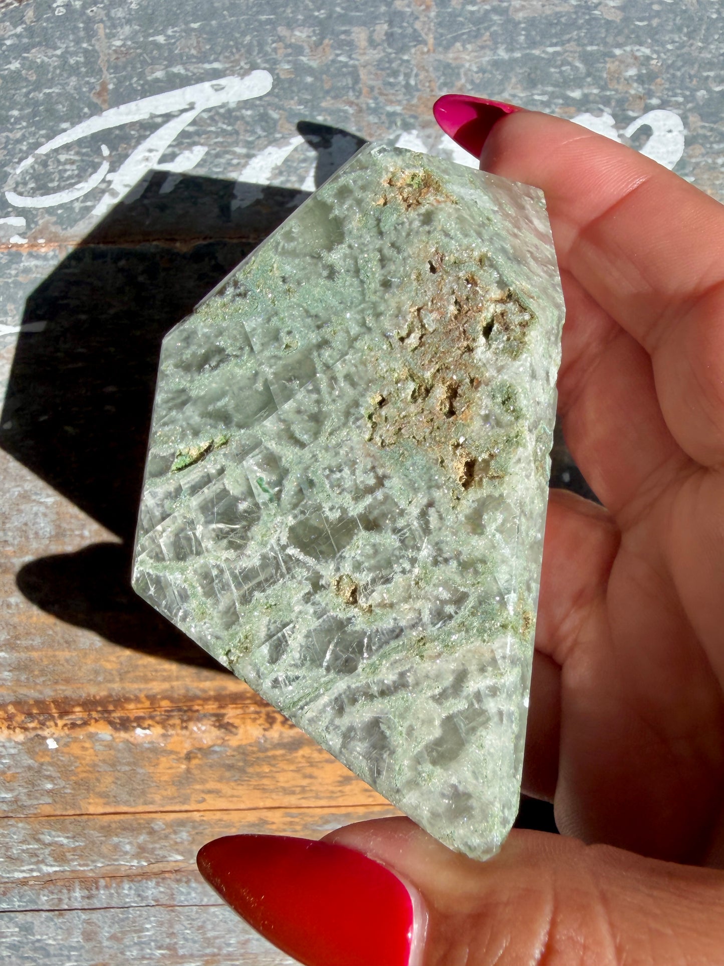 Gorgeous Optical Calcite + Moss Agate Combo Mineral Freeform From India | Opt 17