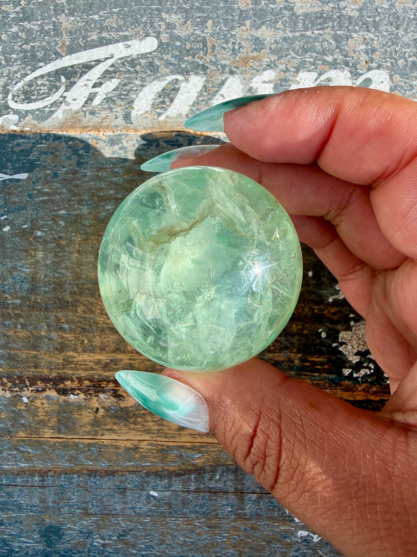 Gorgeous Stormy Water Fluorite Sphere | Opt 3