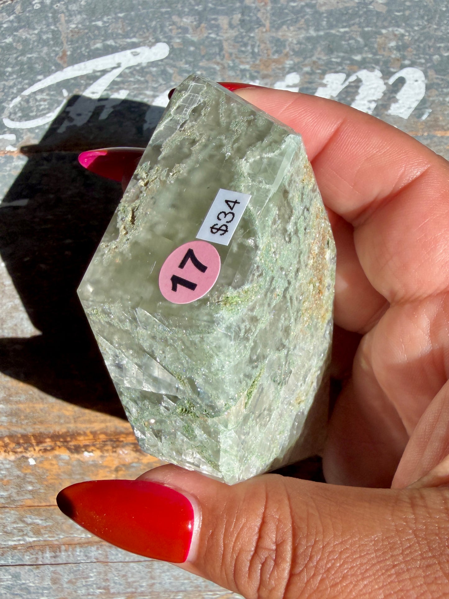 Gorgeous Optical Calcite + Moss Agate Combo Mineral Freeform From India | Opt 17