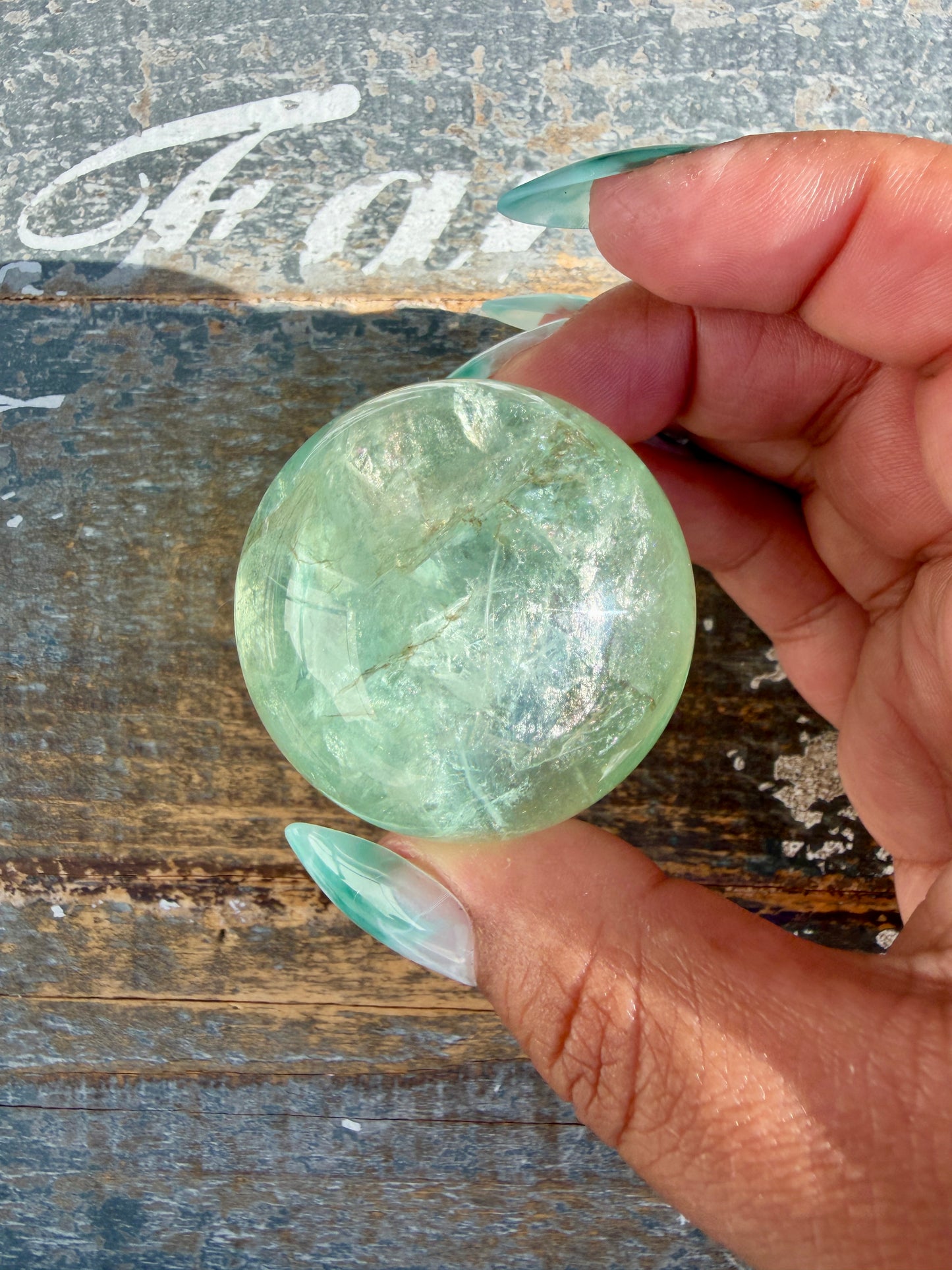 Gorgeous Stormy Water Fluorite Sphere | Opt 3
