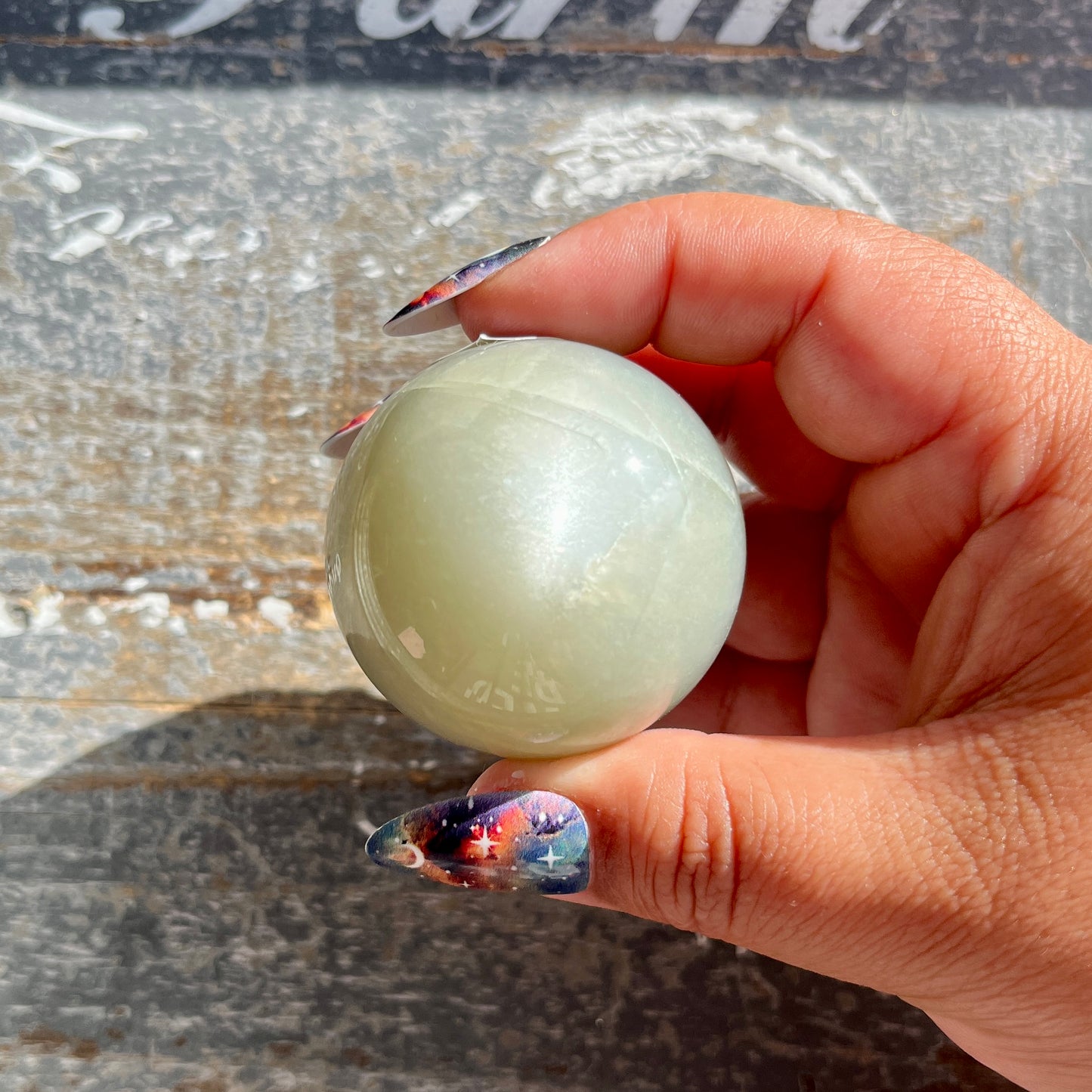 Gorgeous Sage Green Moonstone Sphere from Tanzania