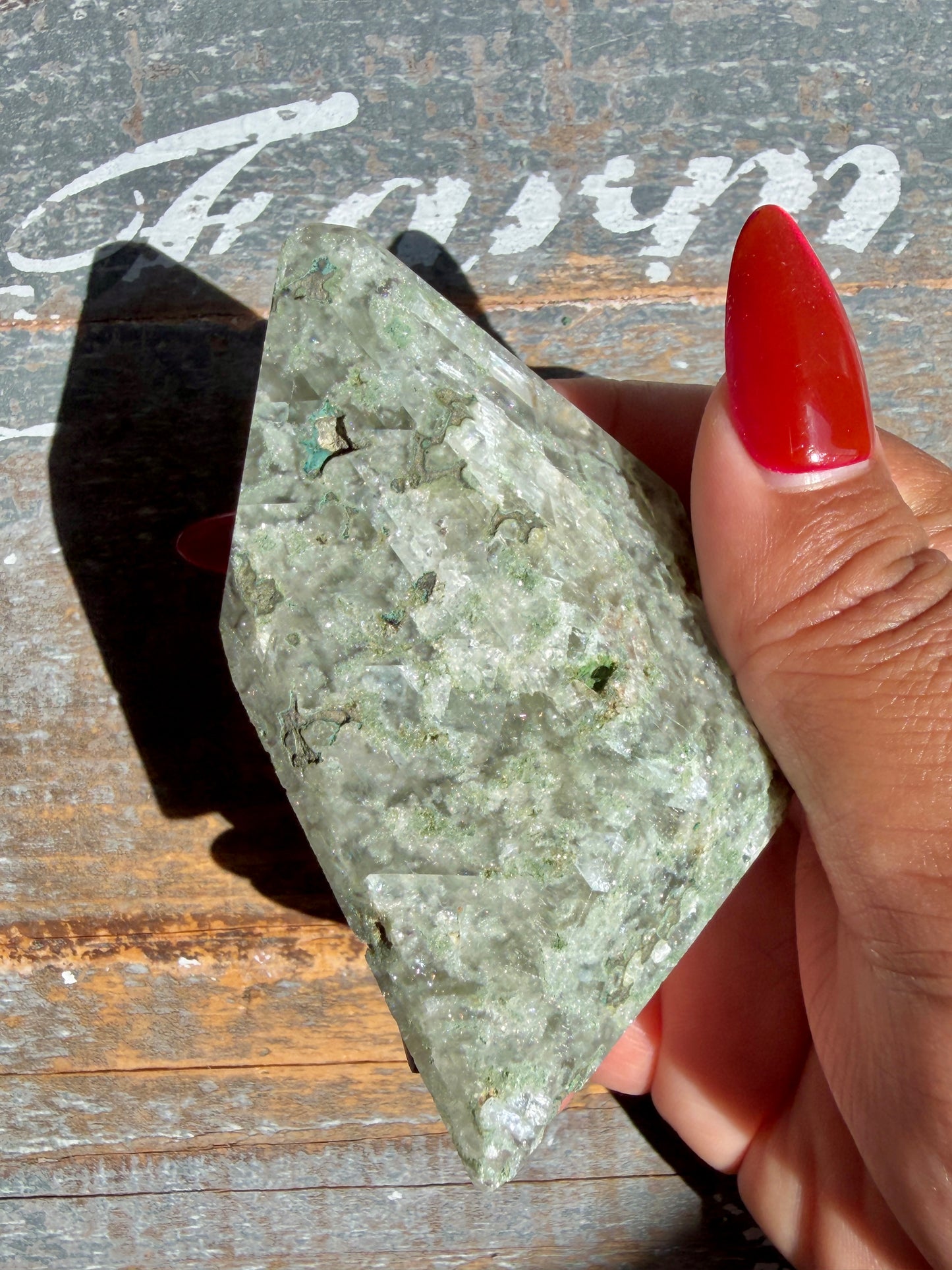 Gorgeous Optical Calcite + Moss Agate Combo Mineral Freeform From India | Opt 17