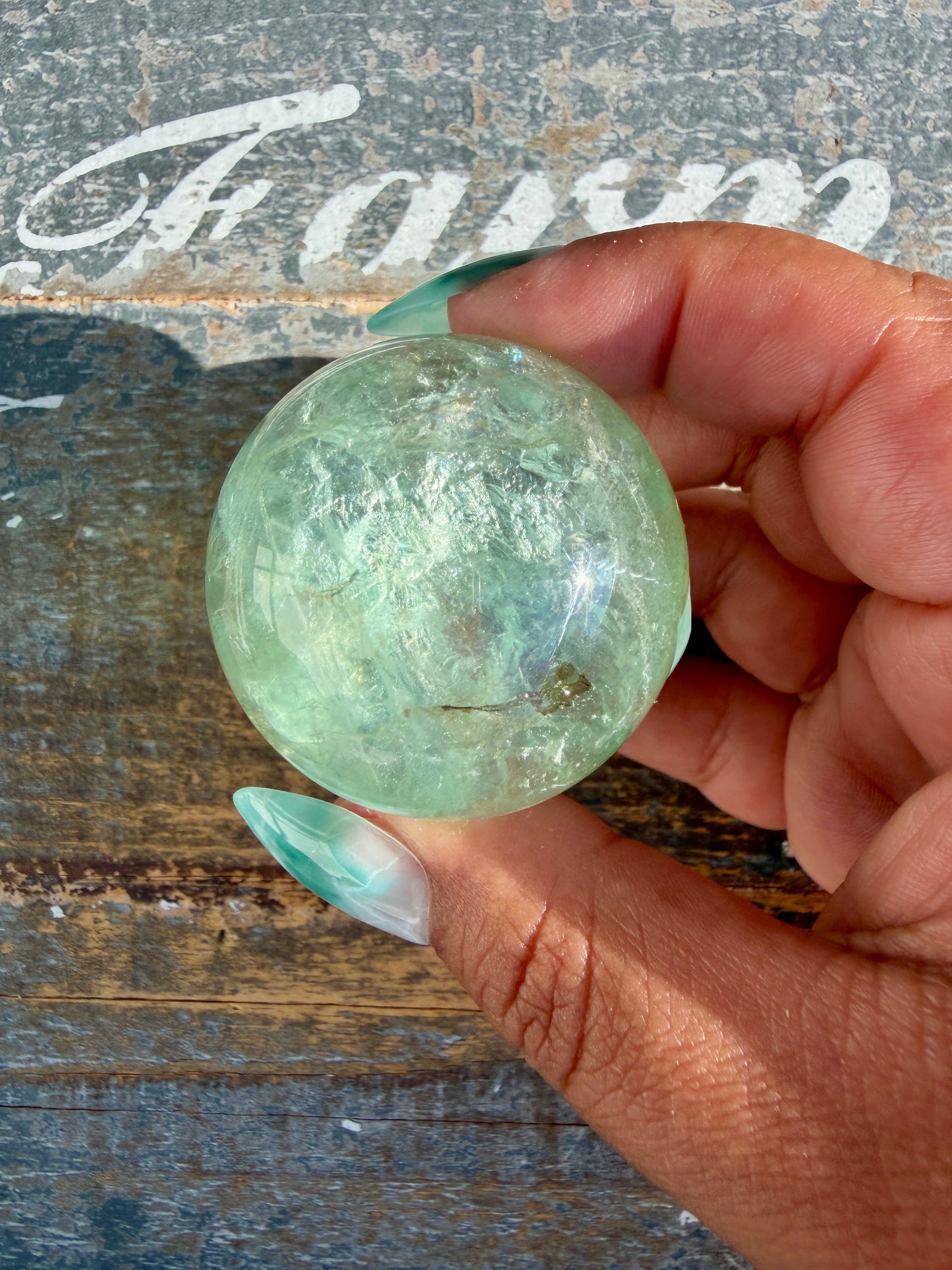 Gorgeous Stormy Water Fluorite Sphere | Opt 3