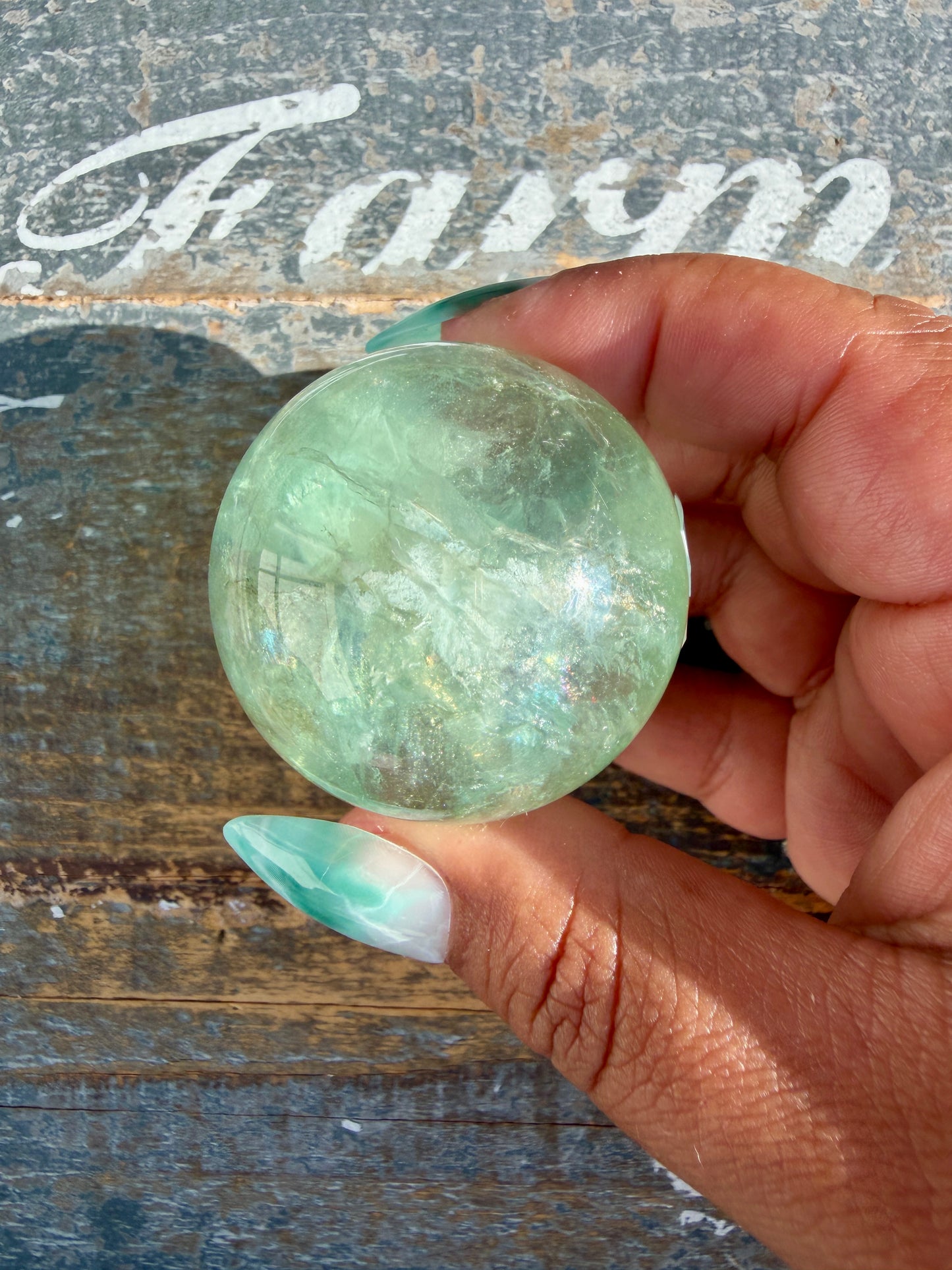 Gorgeous Stormy Water Fluorite Sphere | Opt 3