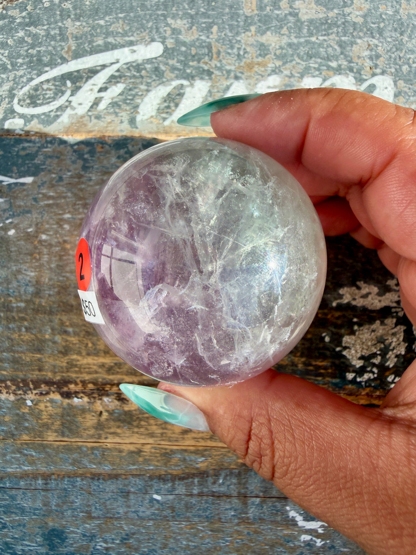 Gorgeous Stormy Water Fluorite Sphere | Opt 2