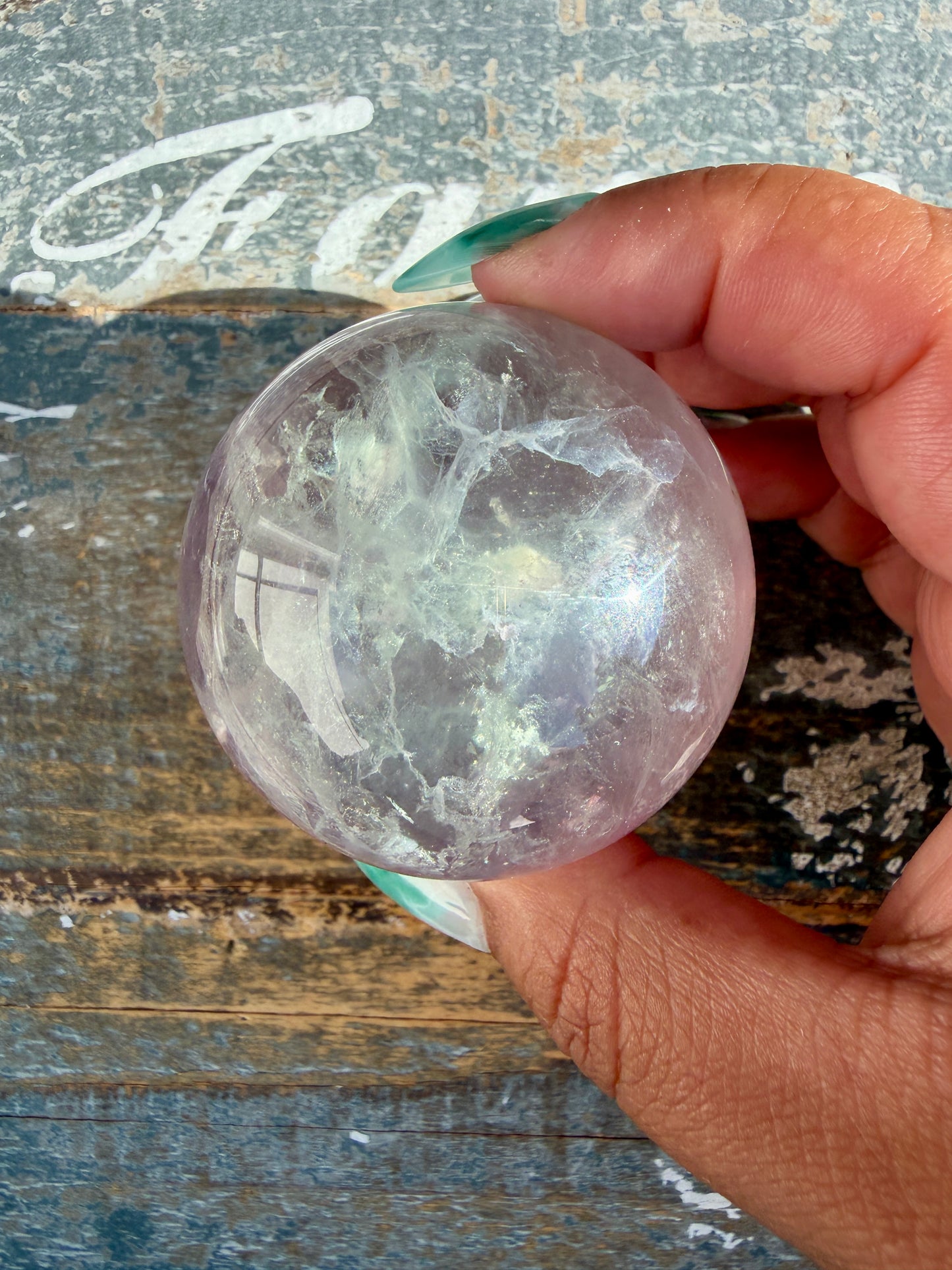 Gorgeous Stormy Water Fluorite Sphere | Opt 2