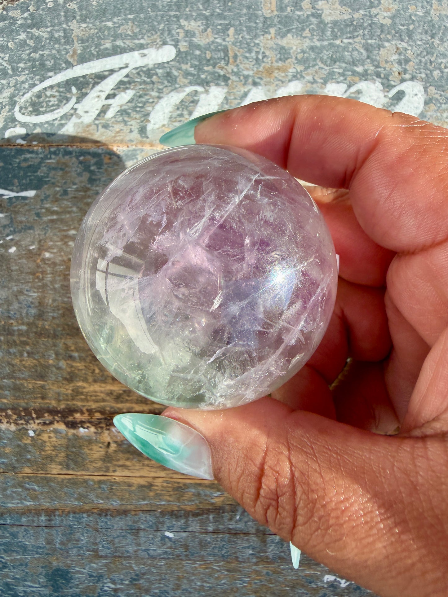 Gorgeous Stormy Water Fluorite Sphere | Opt 2